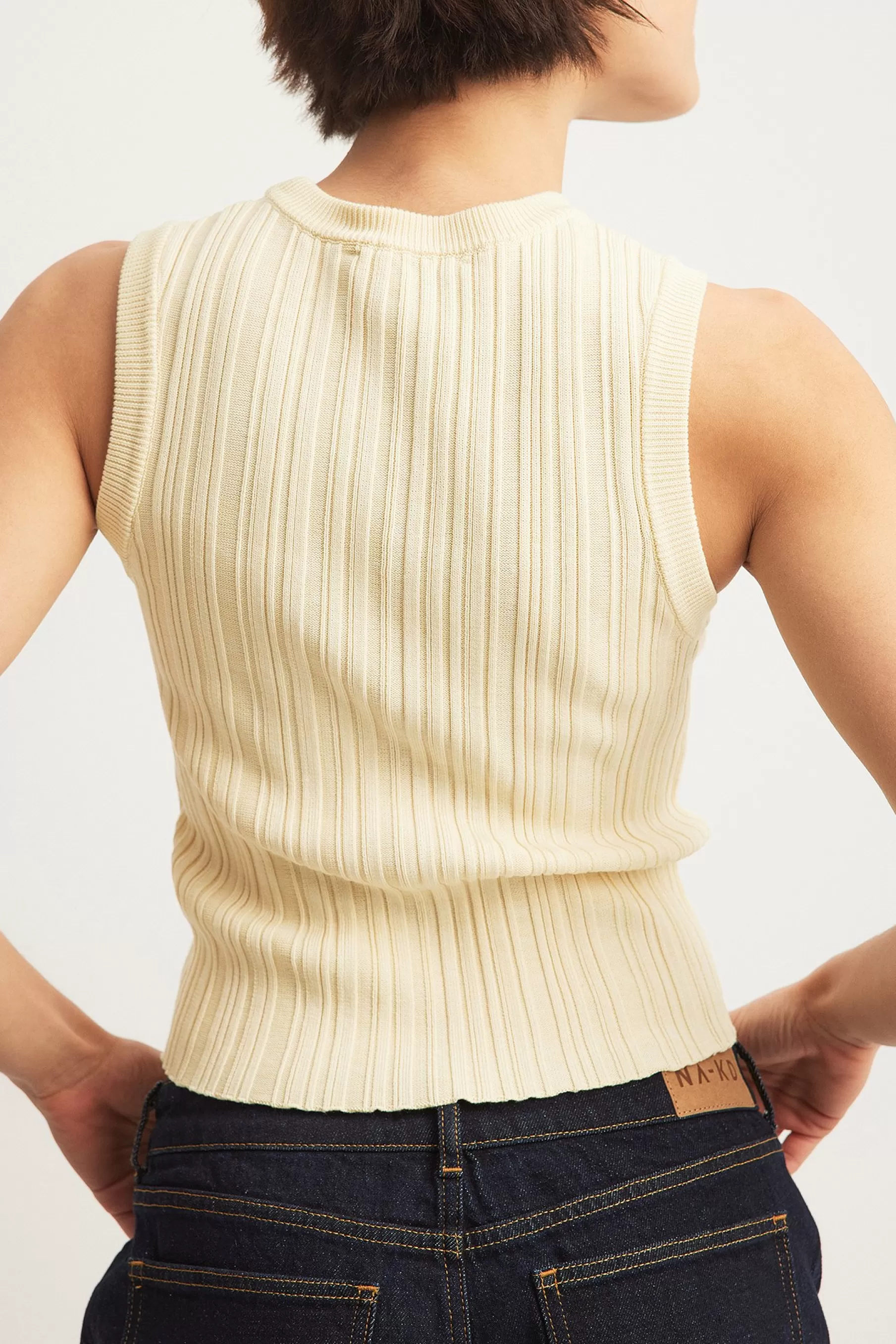 NA-KD Knitted Ribbed Sleeveless Top Yellow