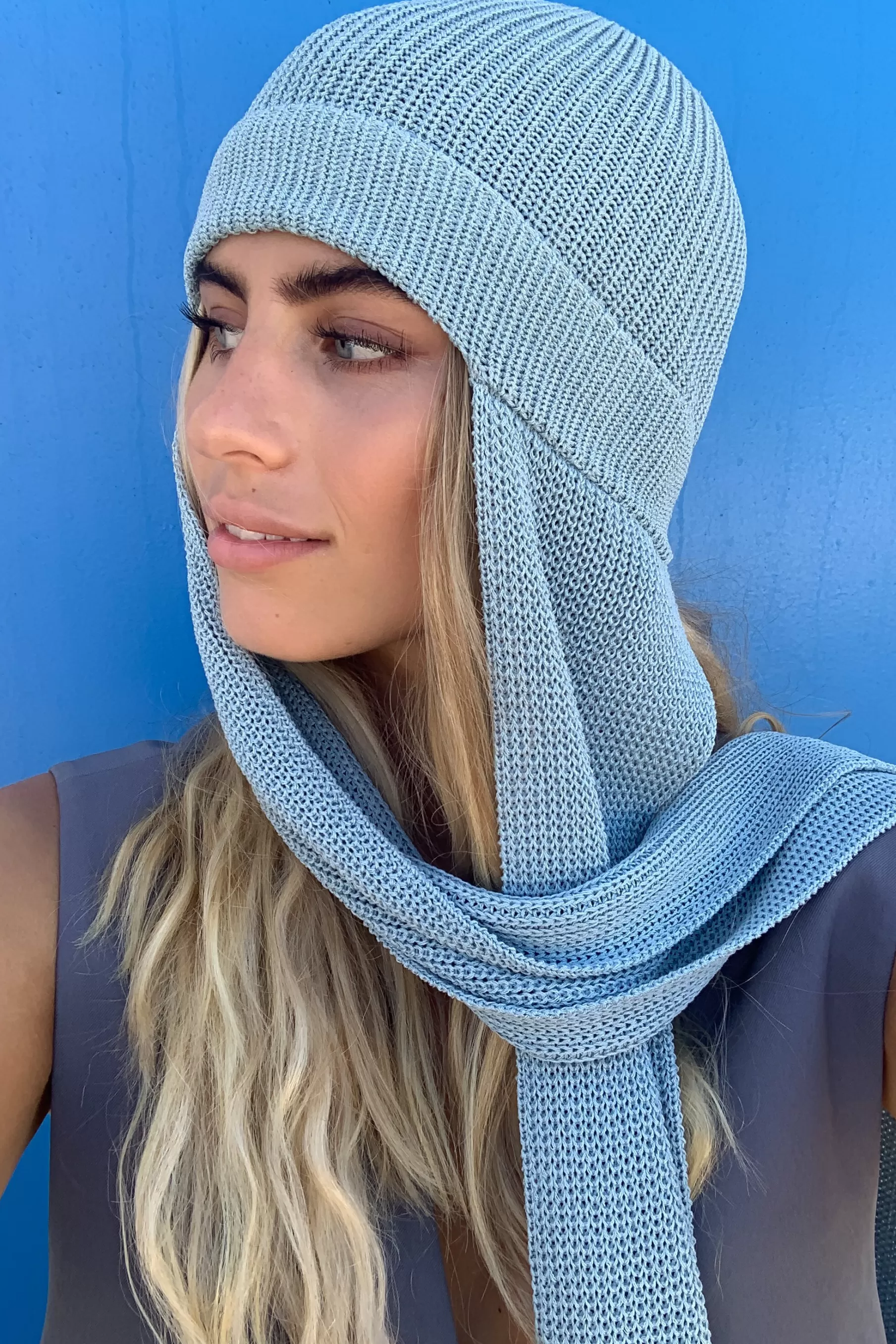 NA-KD Knitted Scarf Hat Blue