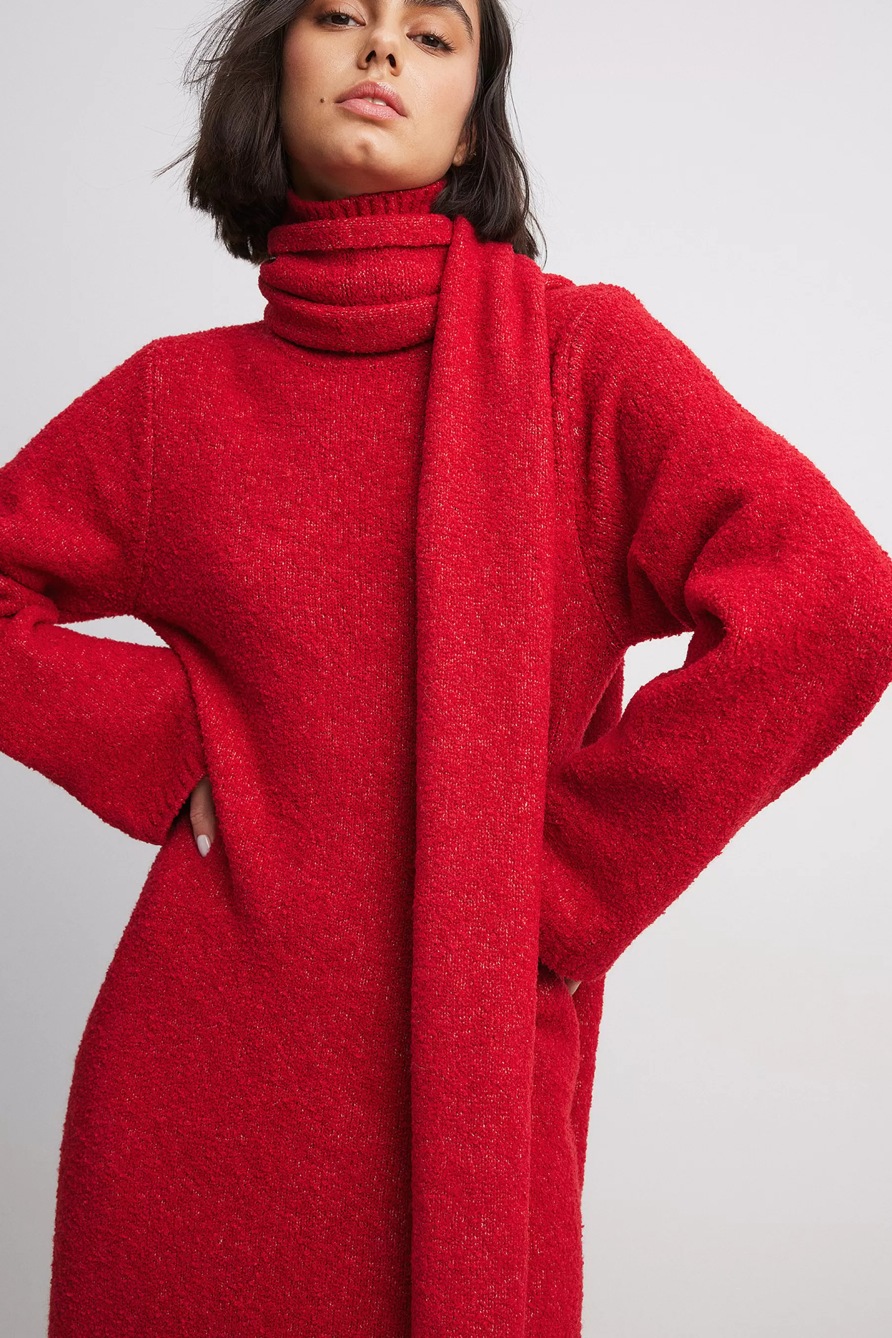 NA-KD Knitted Scarf Red