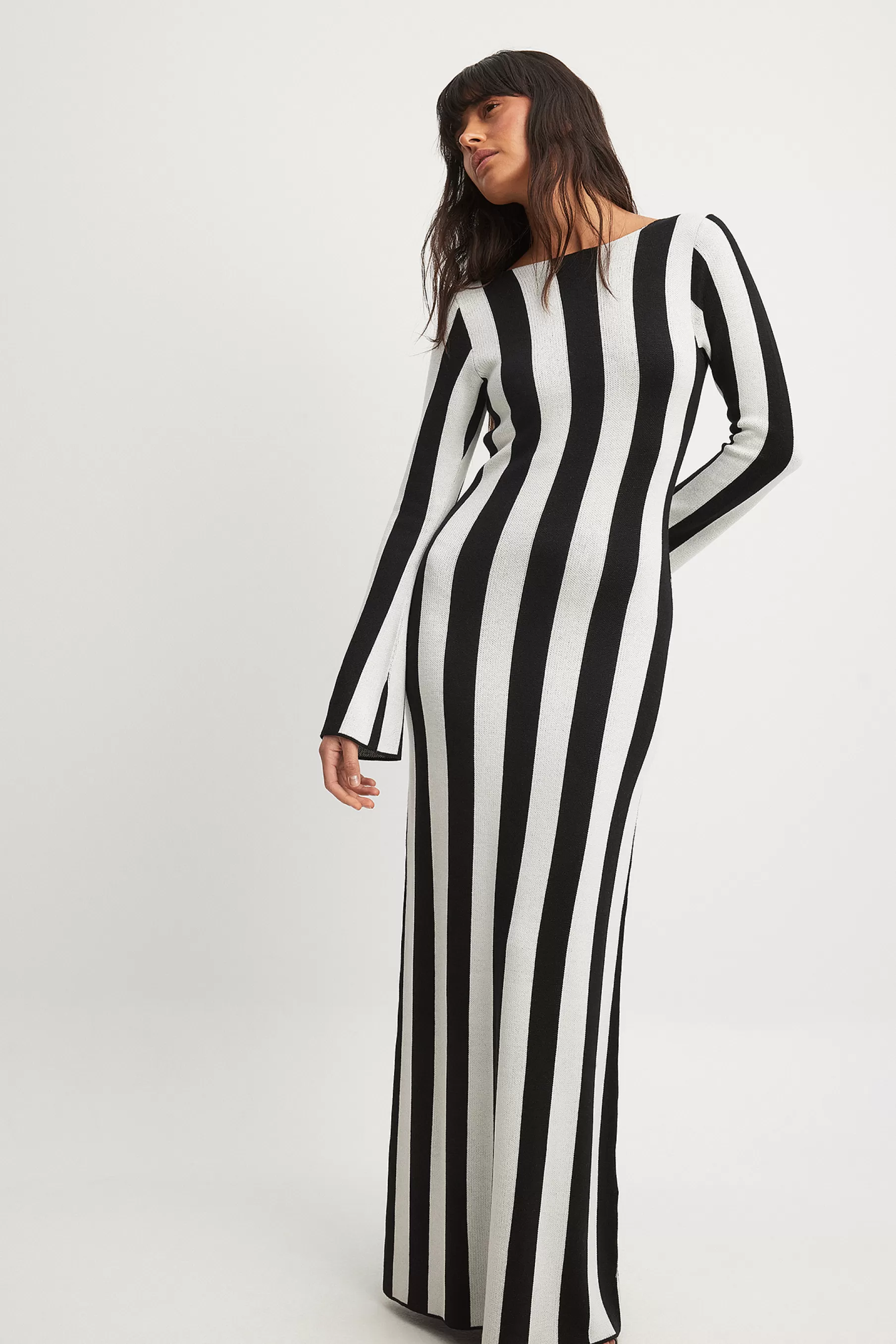 NA-KD Knitted Striped Maxi Dress Stripe