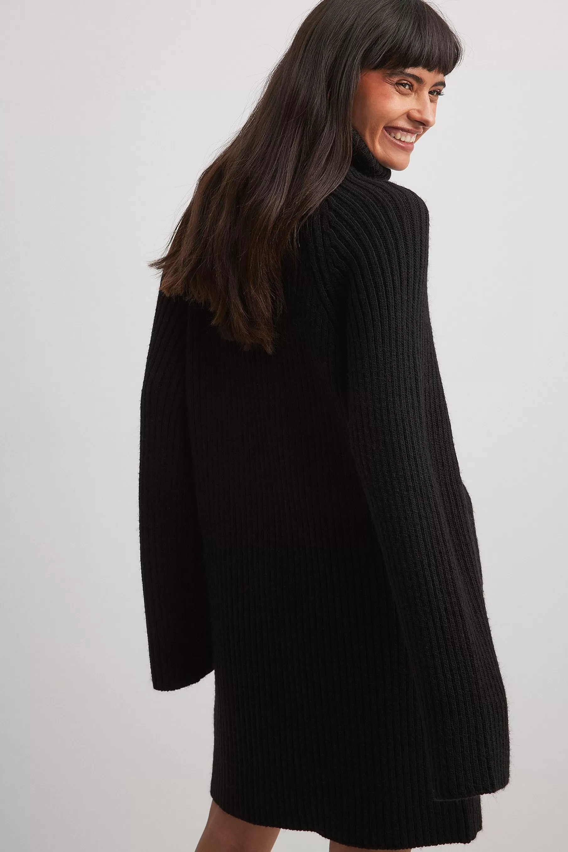 NA-KD Knitted Sweater Dress Black