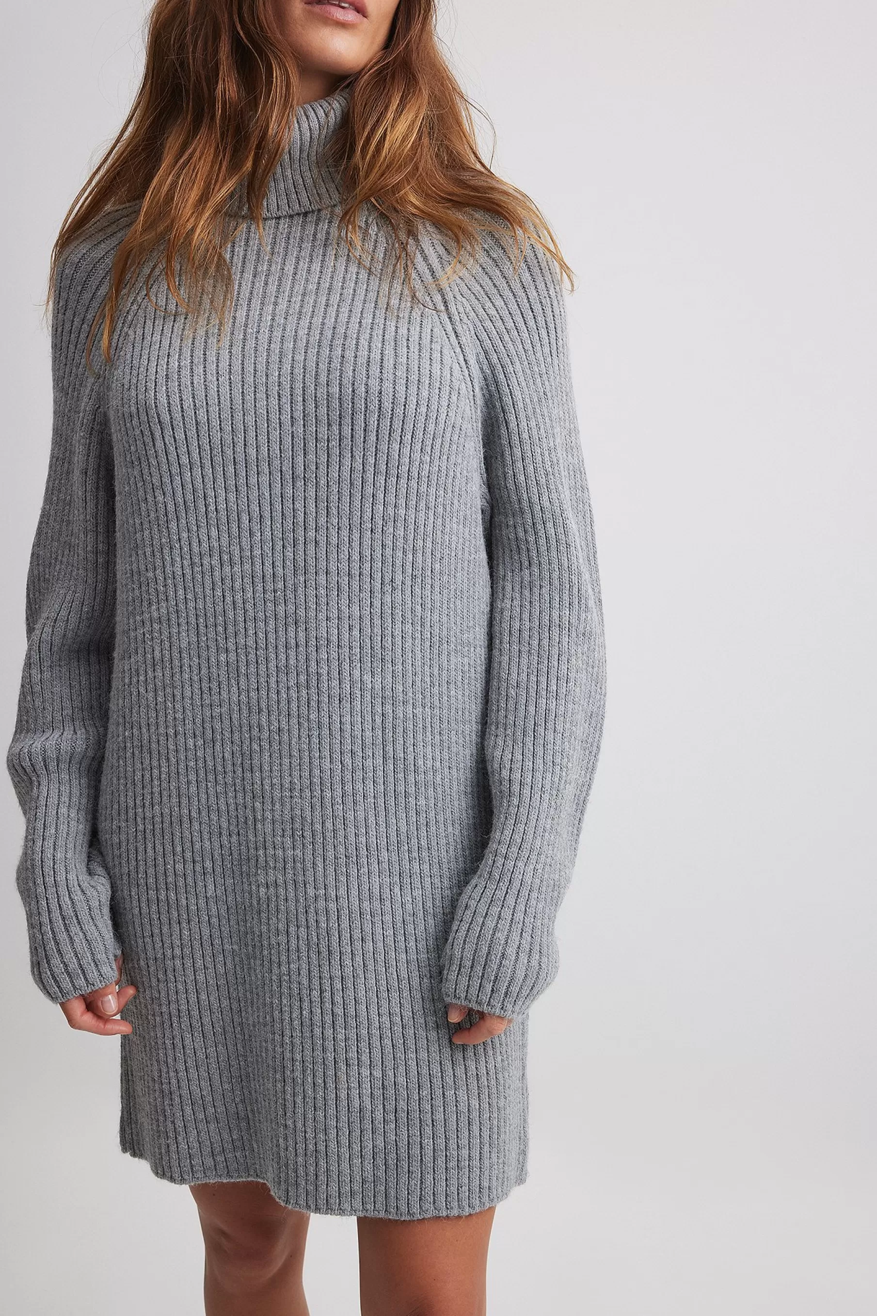 NA-KD Knitted Sweater Dress Grey