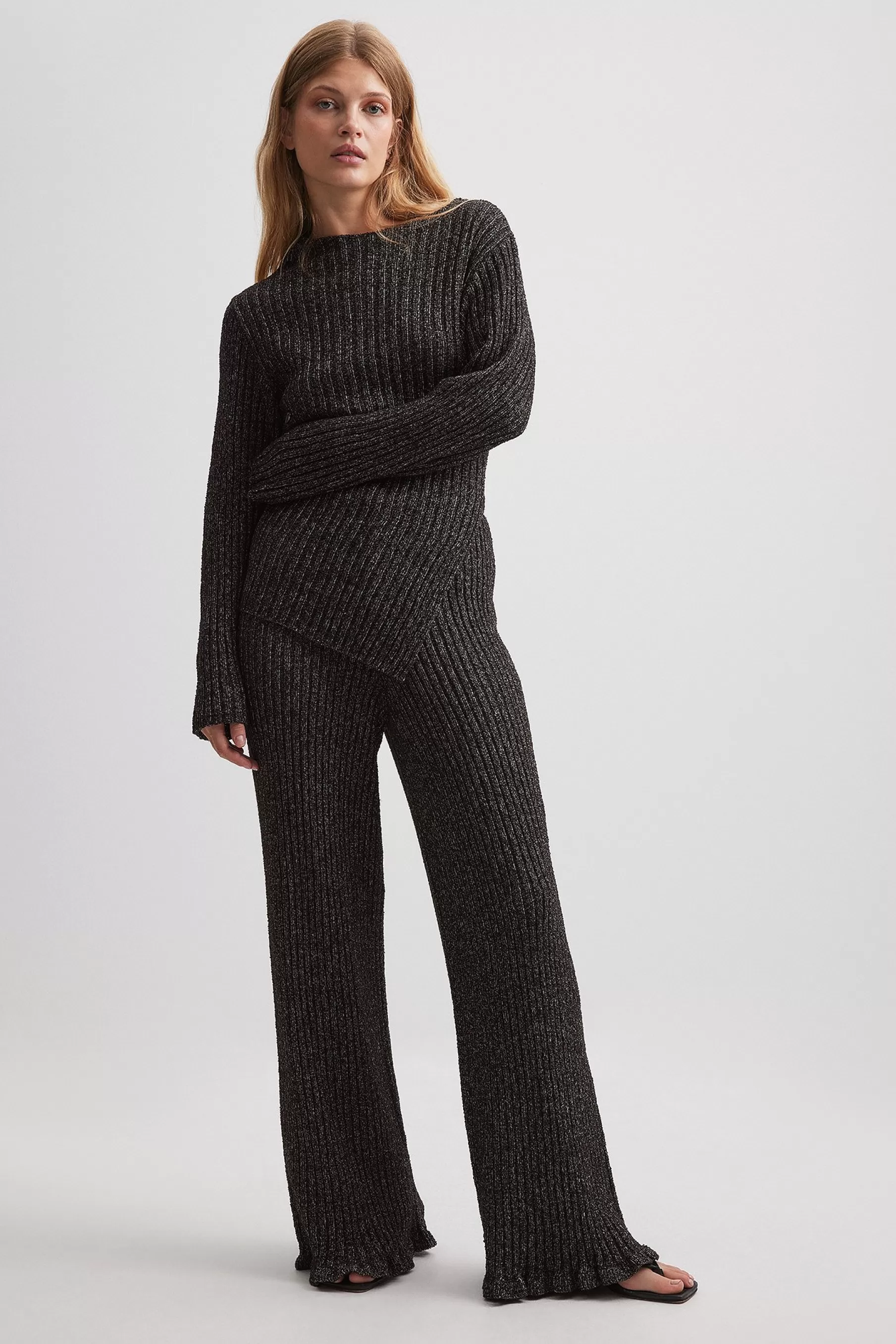 NA-KD Knitted Trousers Black