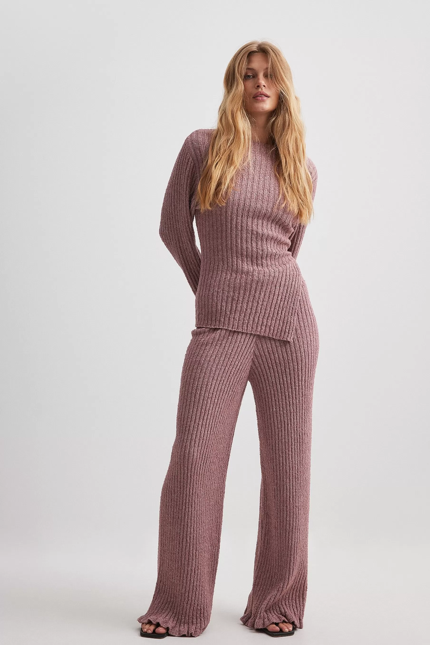 NA-KD Knitted Trousers Pink