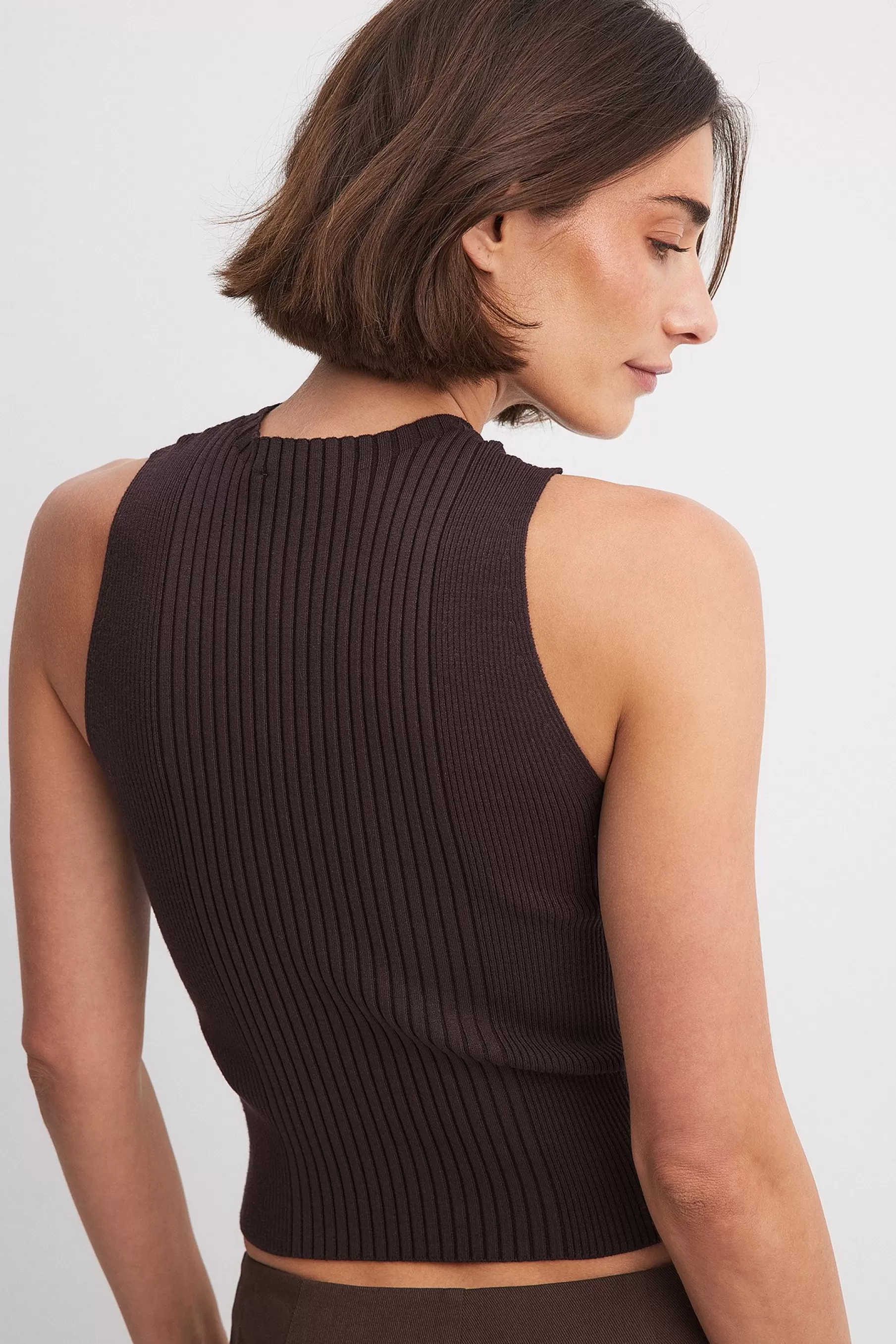 NA-KD Knitted Twist Top Brown