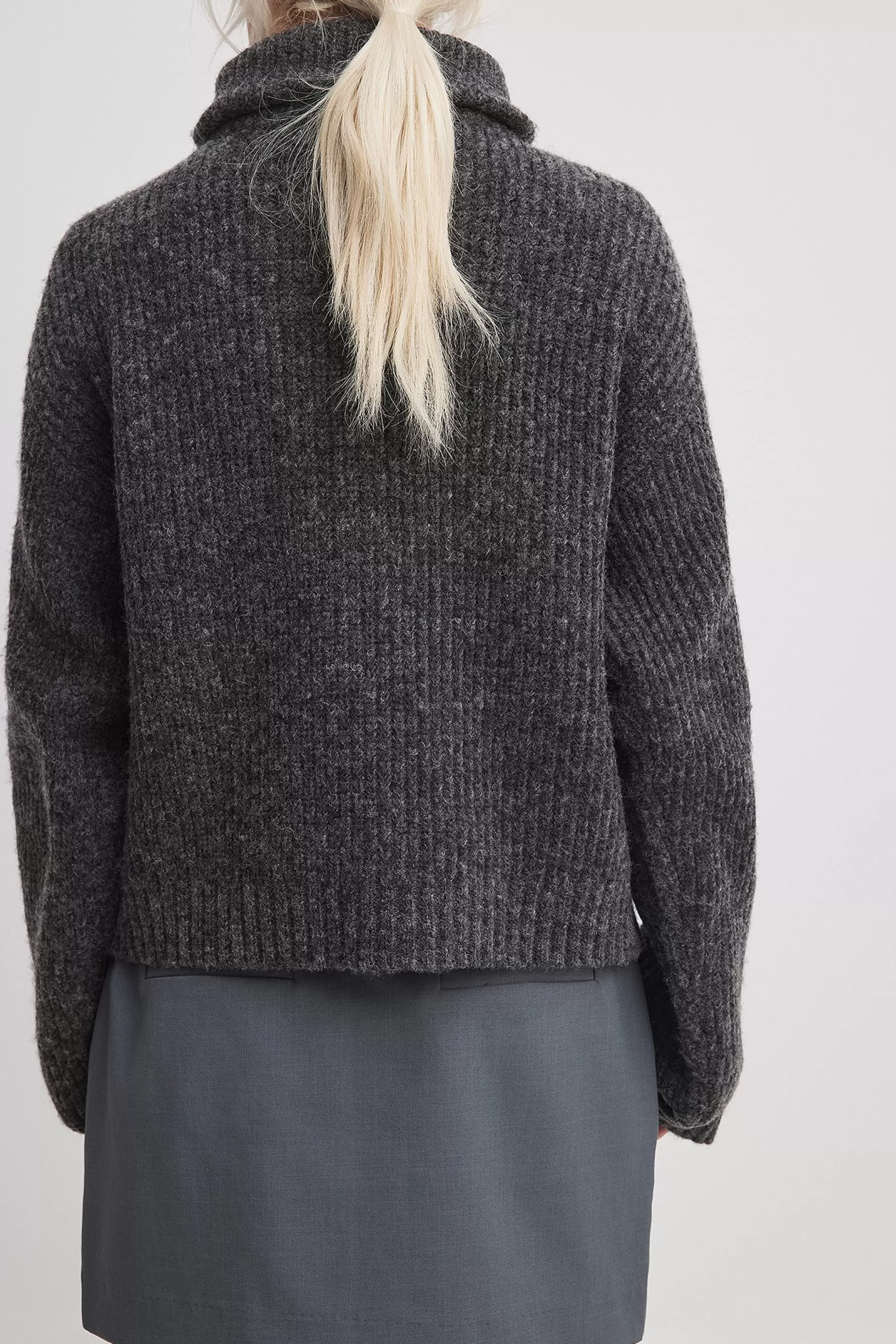 NA-KD Knitted Zip Sweater Grey