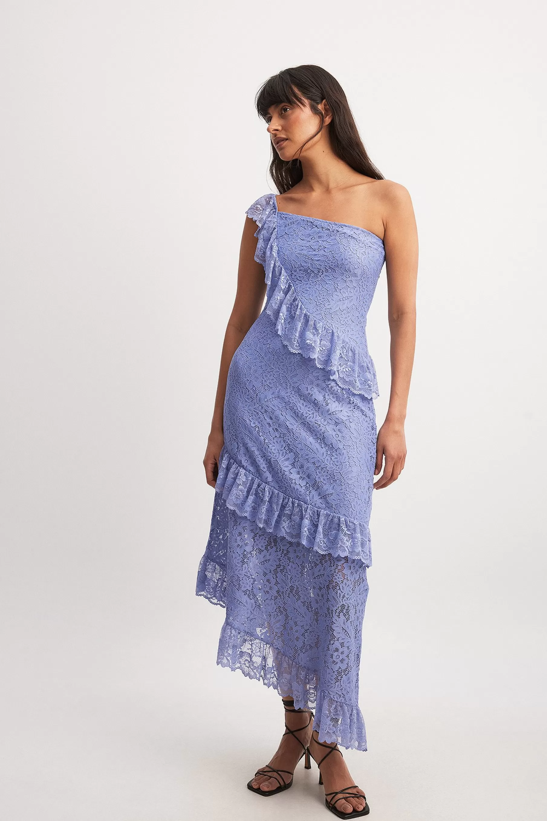 NA-KD Lace Midi Dress Blue