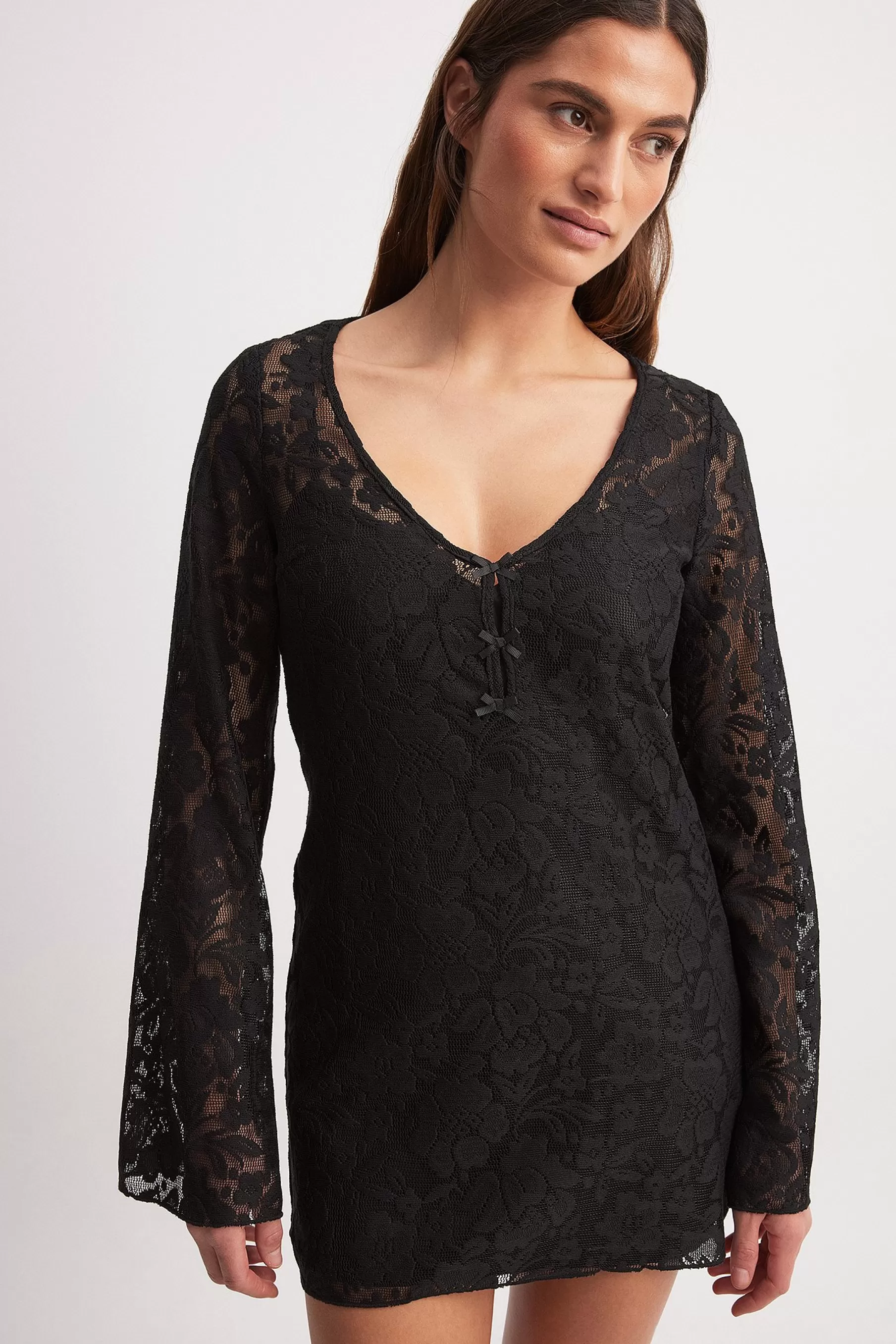 NA-KD Lace Mini Dress Black