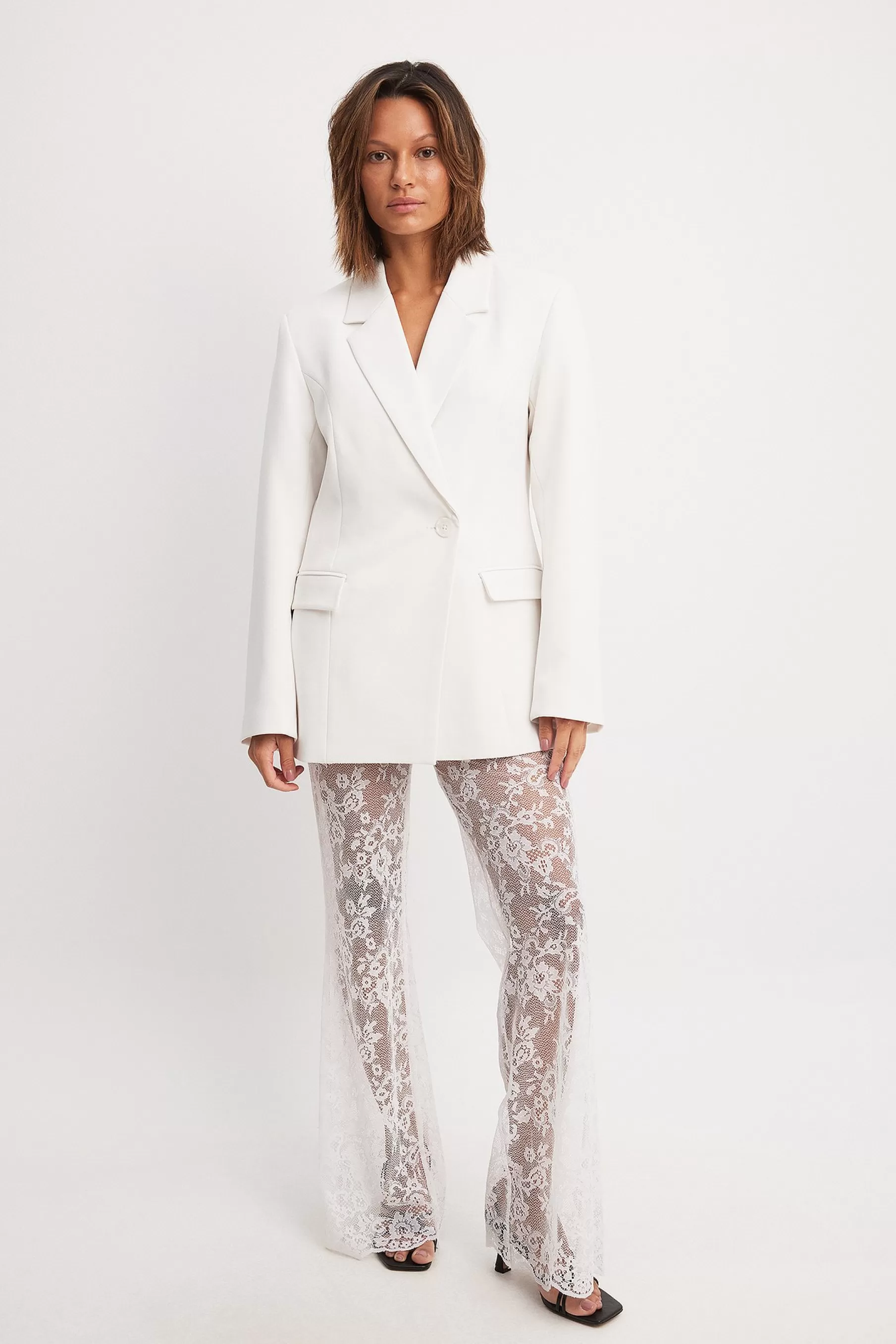 NA-KD Lace Trousers Offwhite