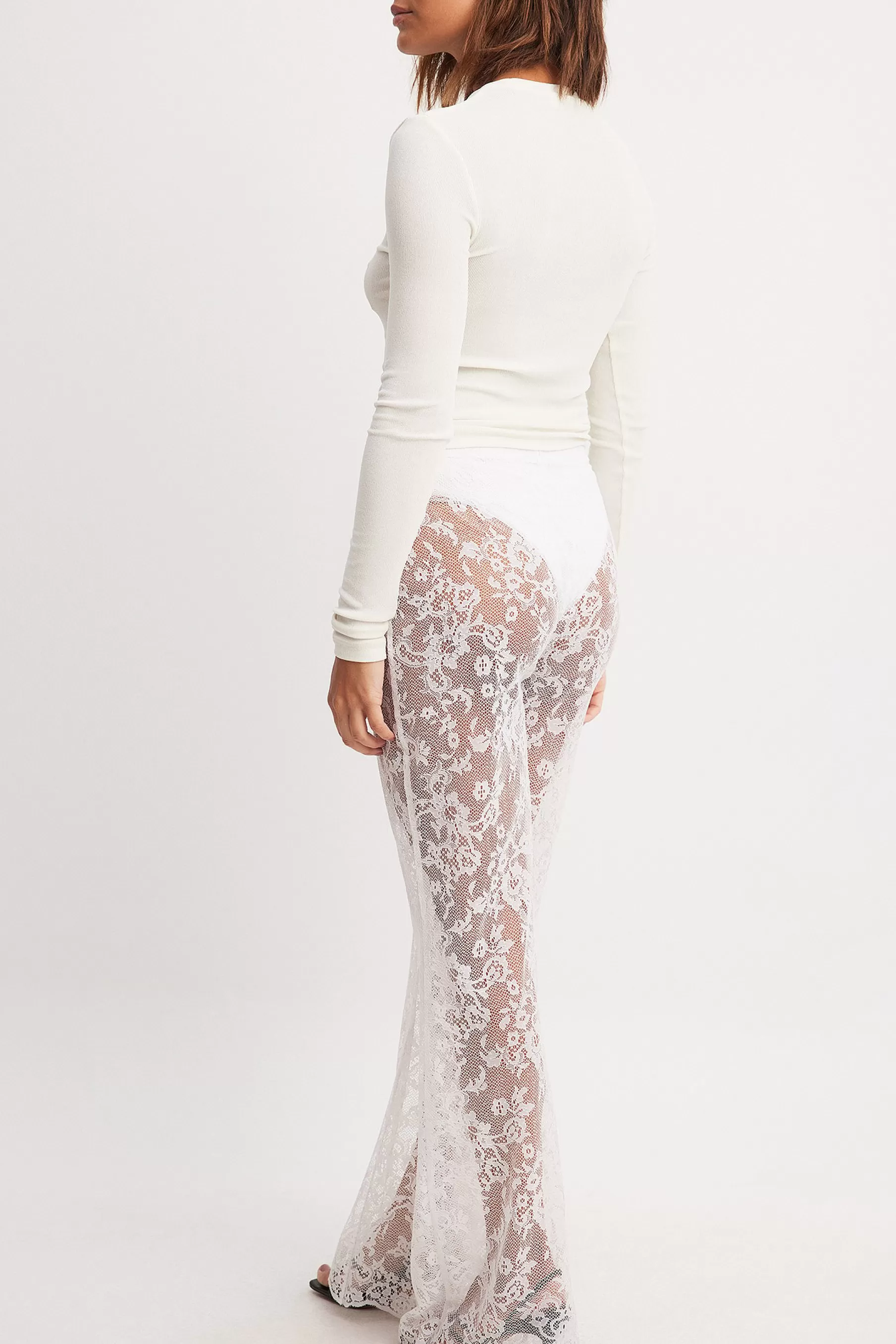 NA-KD Lace Trousers Offwhite