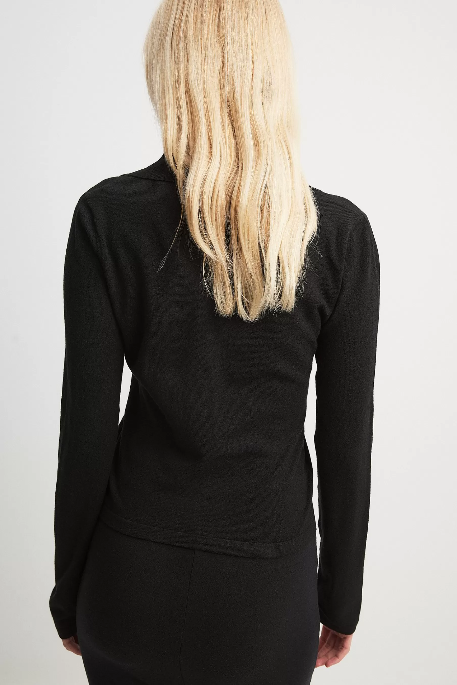 NA-KD Lace Up Long Sleeve Top Black