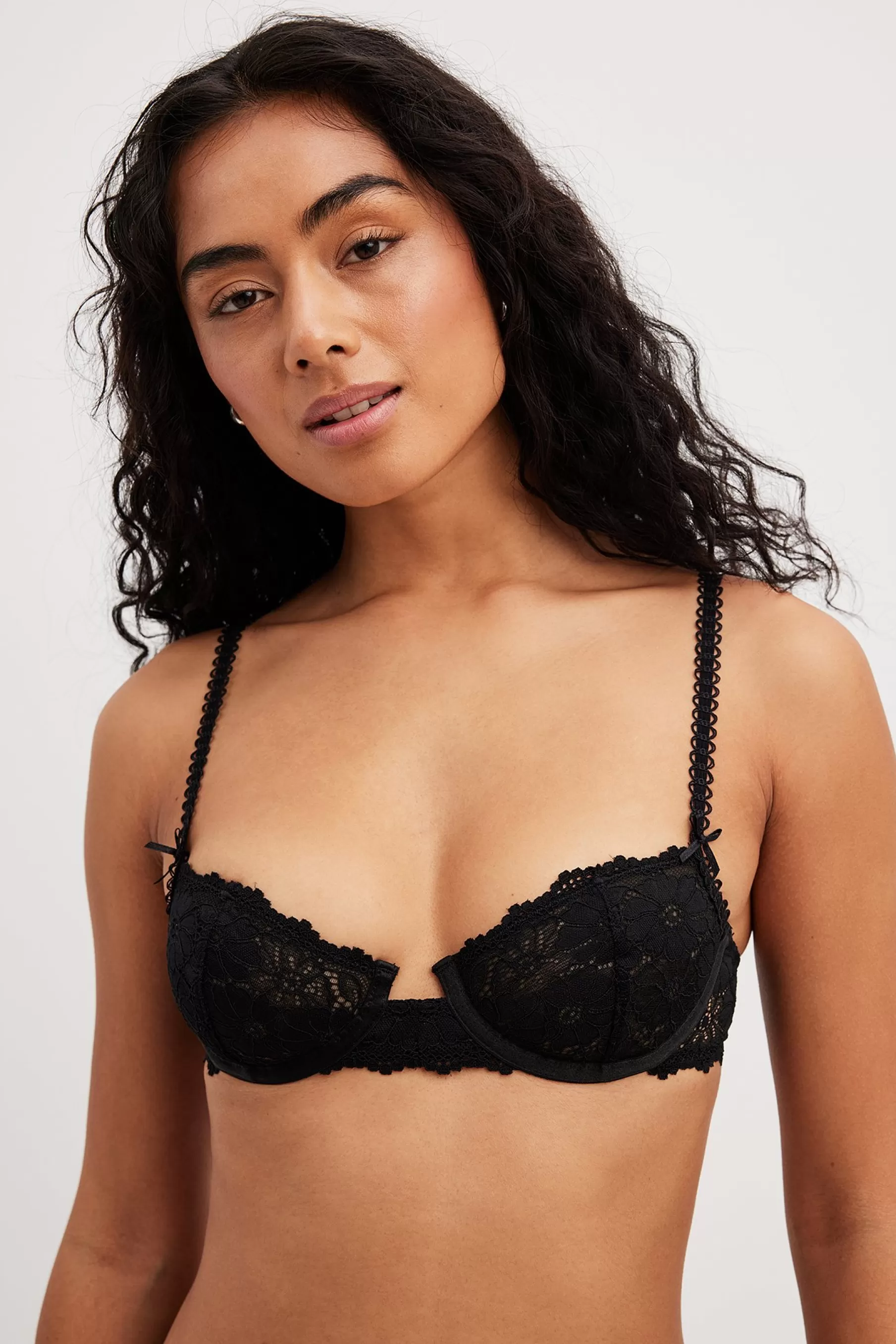 NA-KD Lace Wire Bra Black