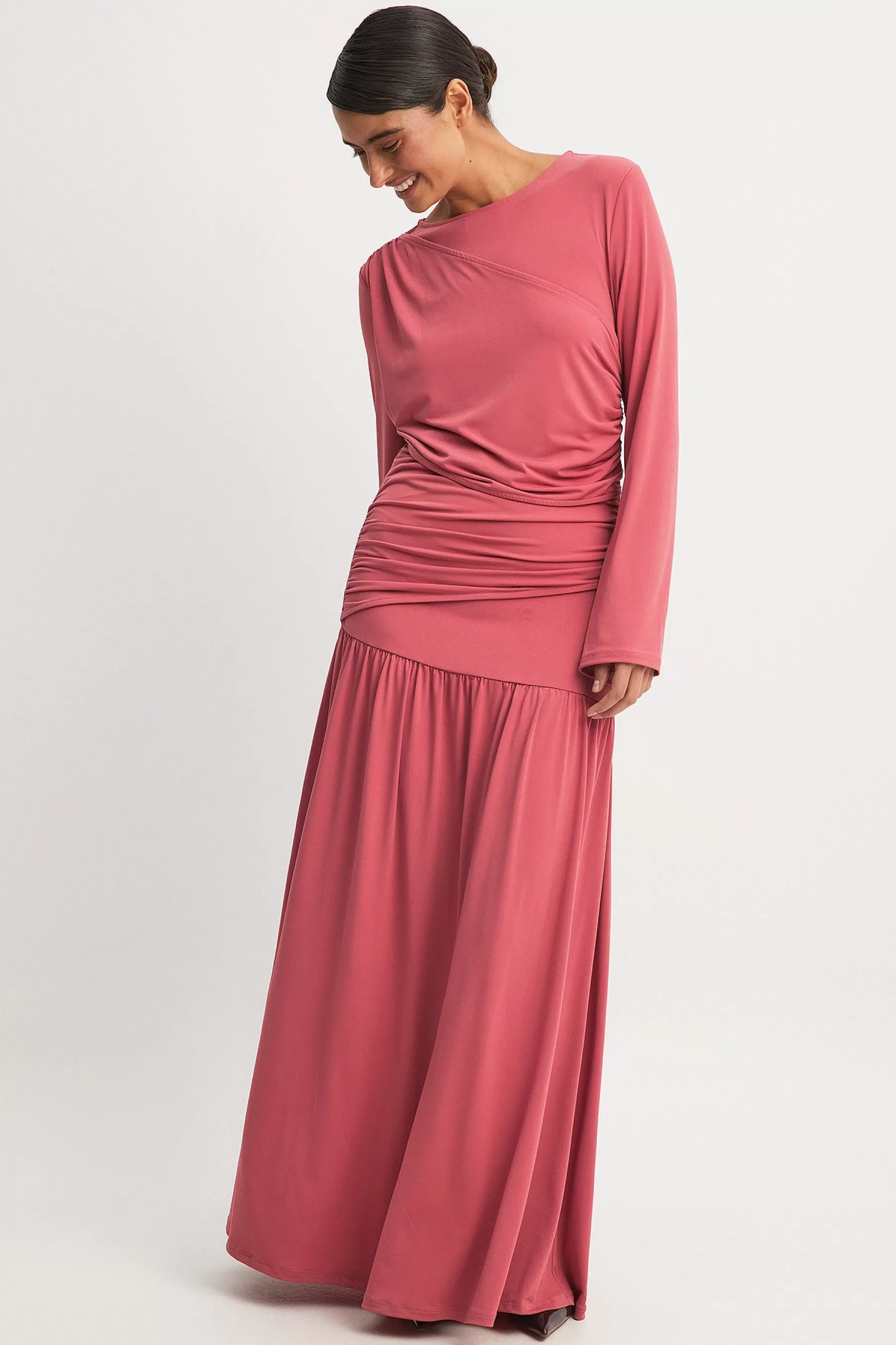 NA-KD Layered Maxi Dress Pink