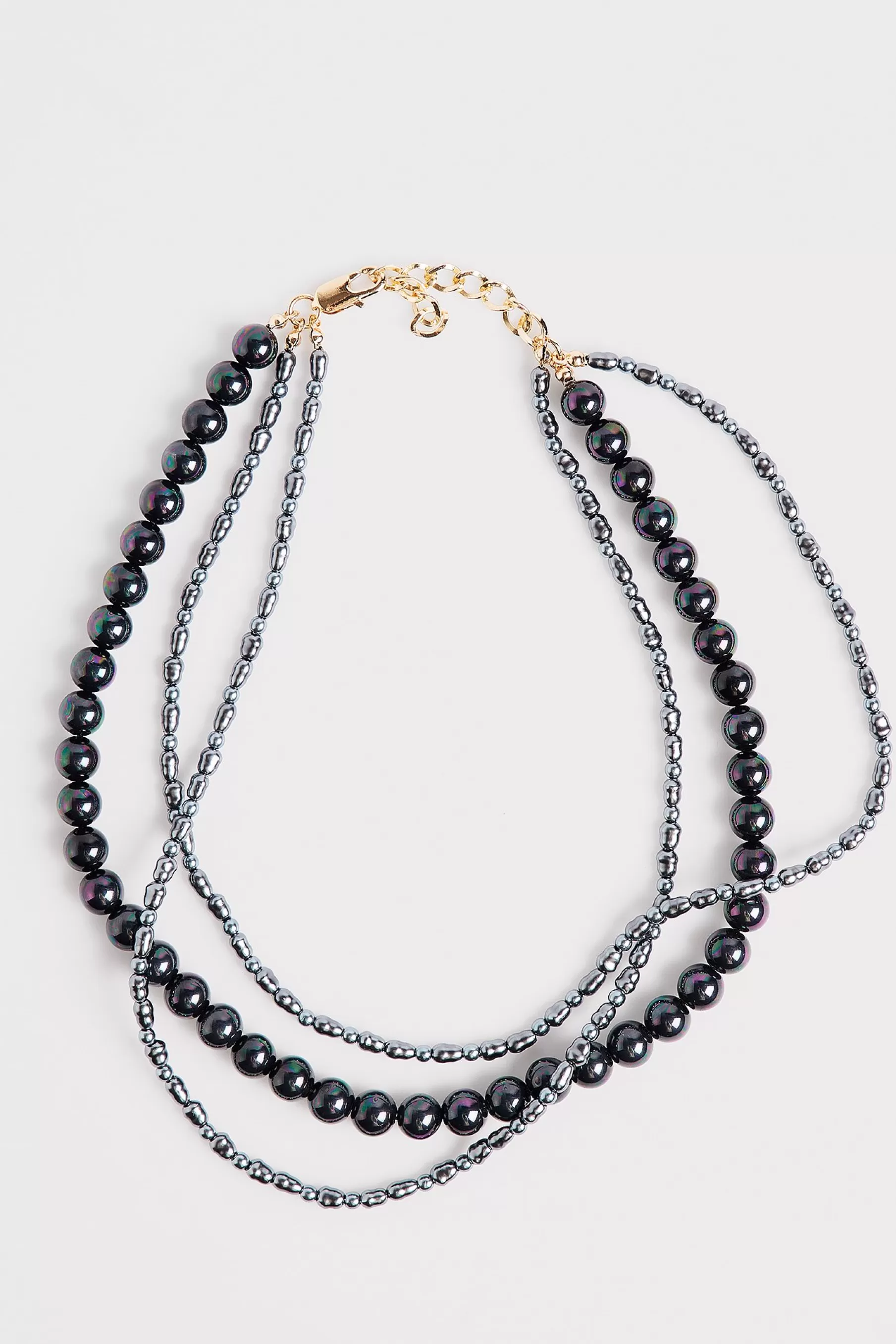 NA-KD Layered Stone Necklace Black