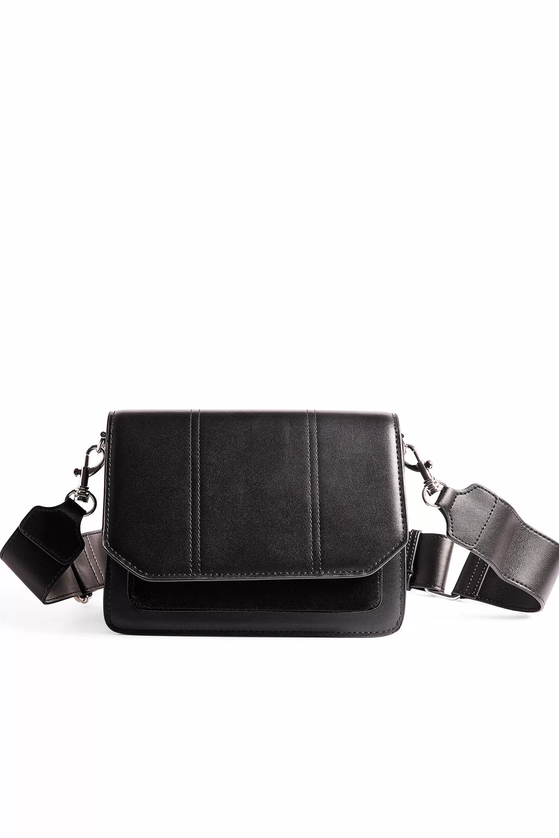 NA-KD Leather Compartment Crossover Bag Black