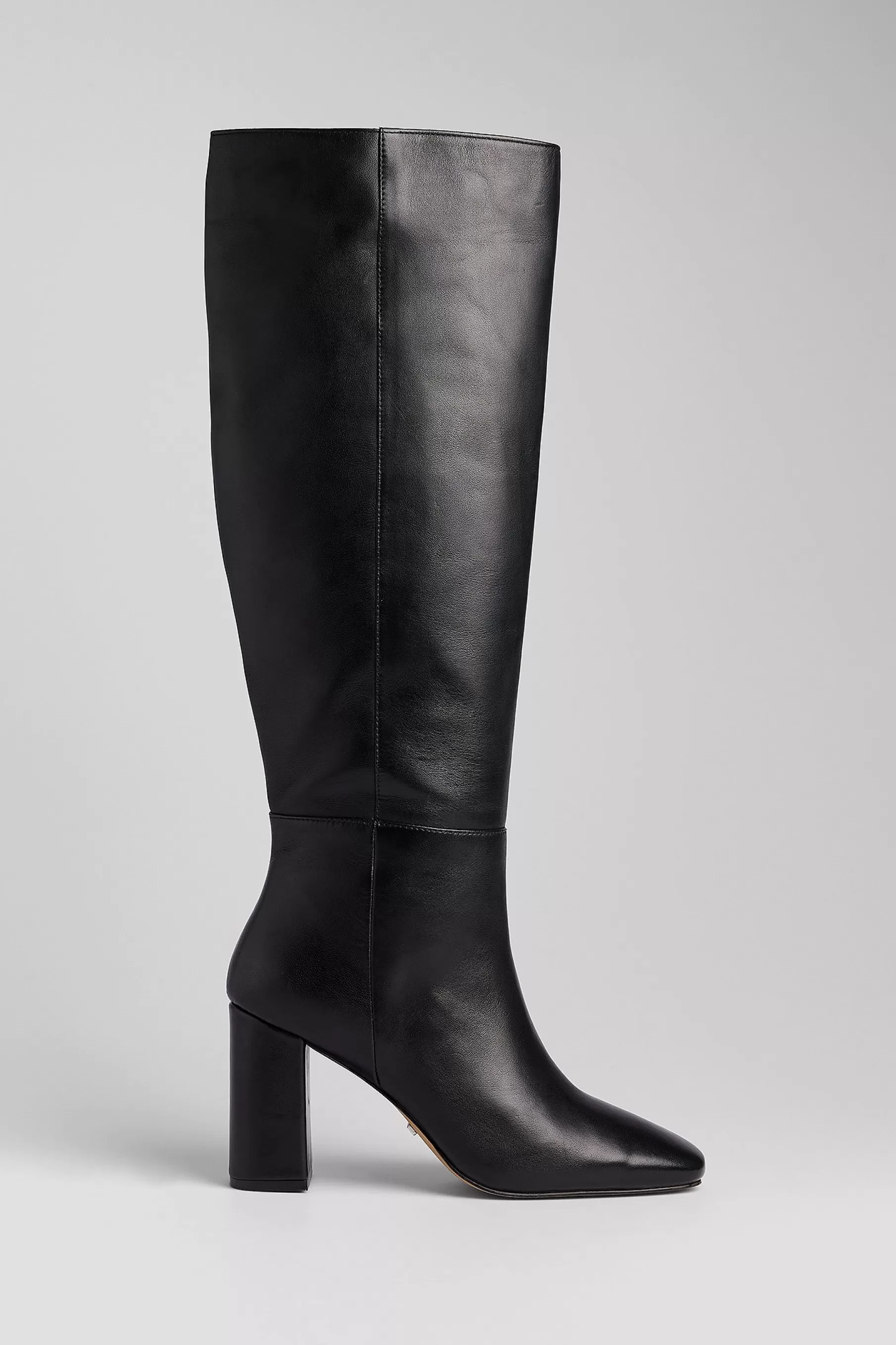 NA-KD Leather Knee High Boots Black