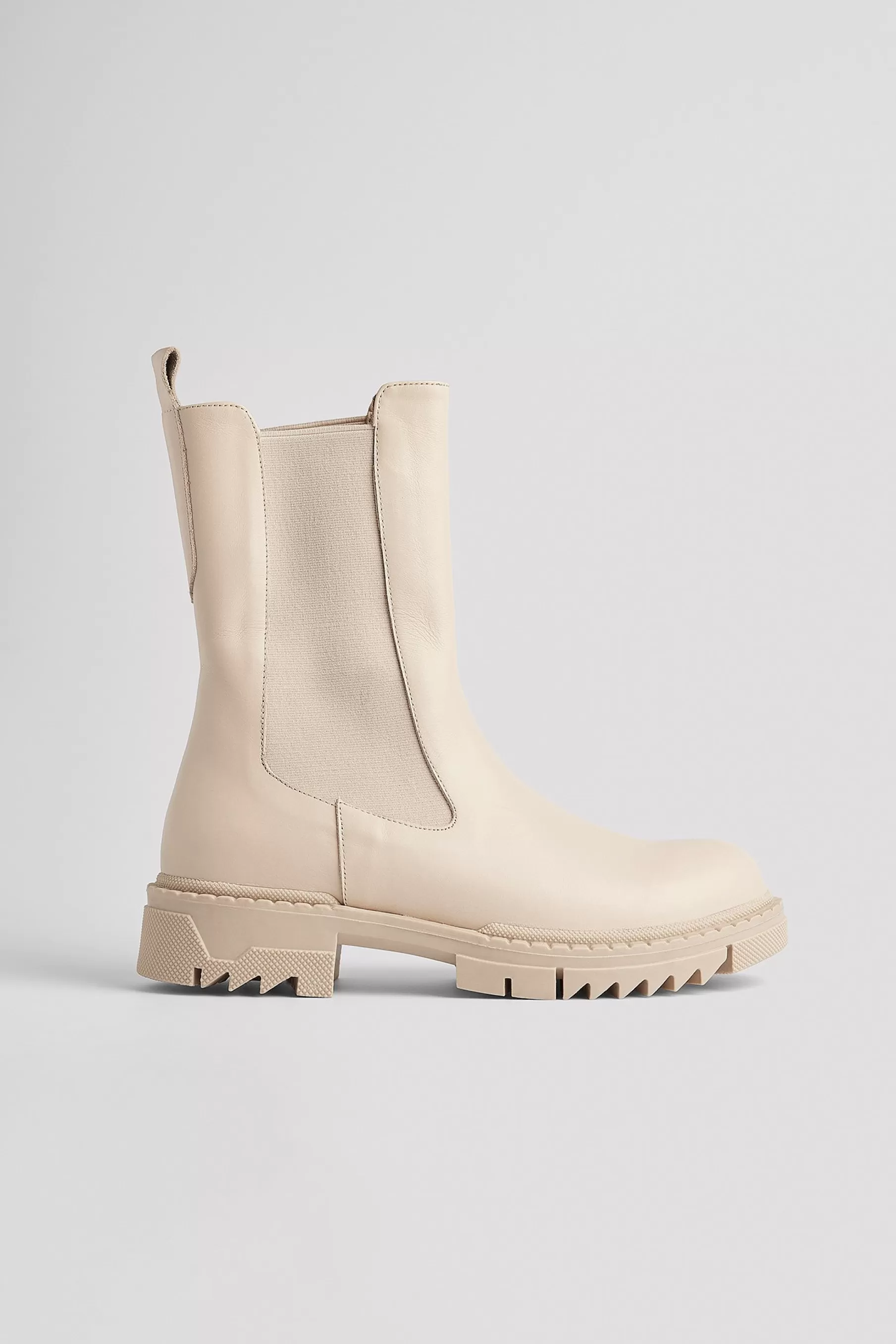 NA-KD Leather Profile Chelsea Boots Beige