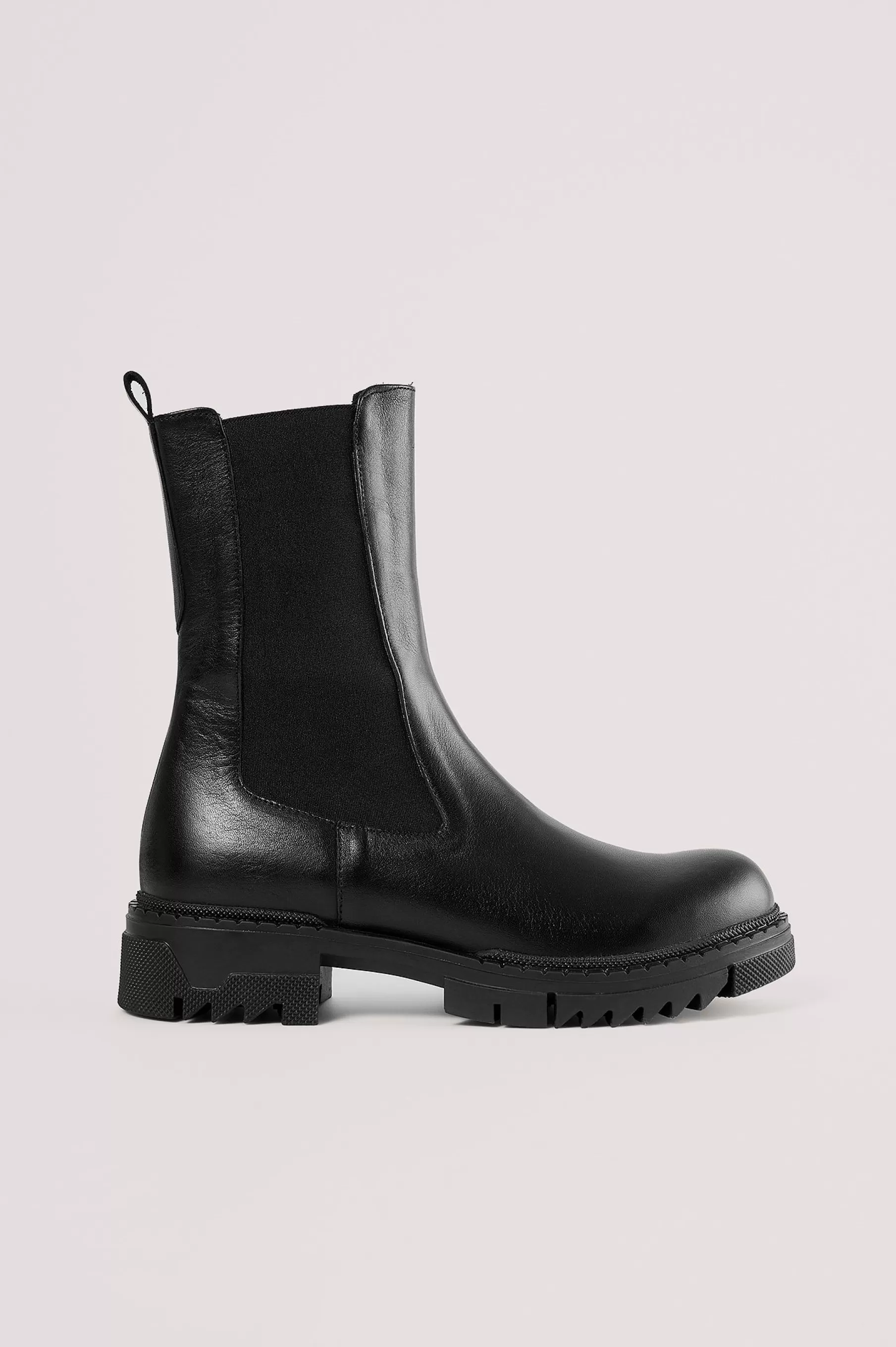 NA-KD Leather Profile Chelsea Boots Black