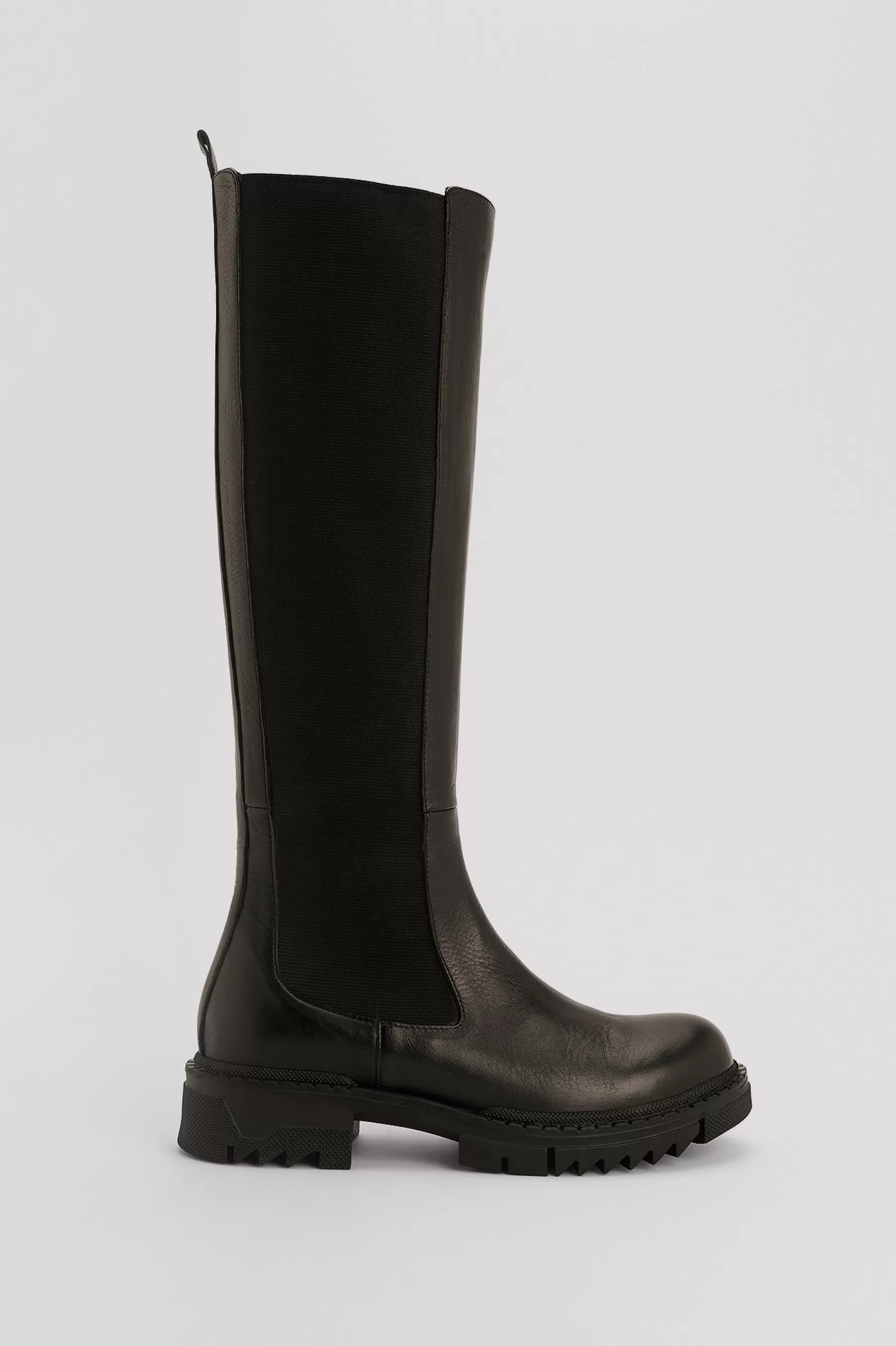 NA-KD Leather Profile Shaft Boots Black