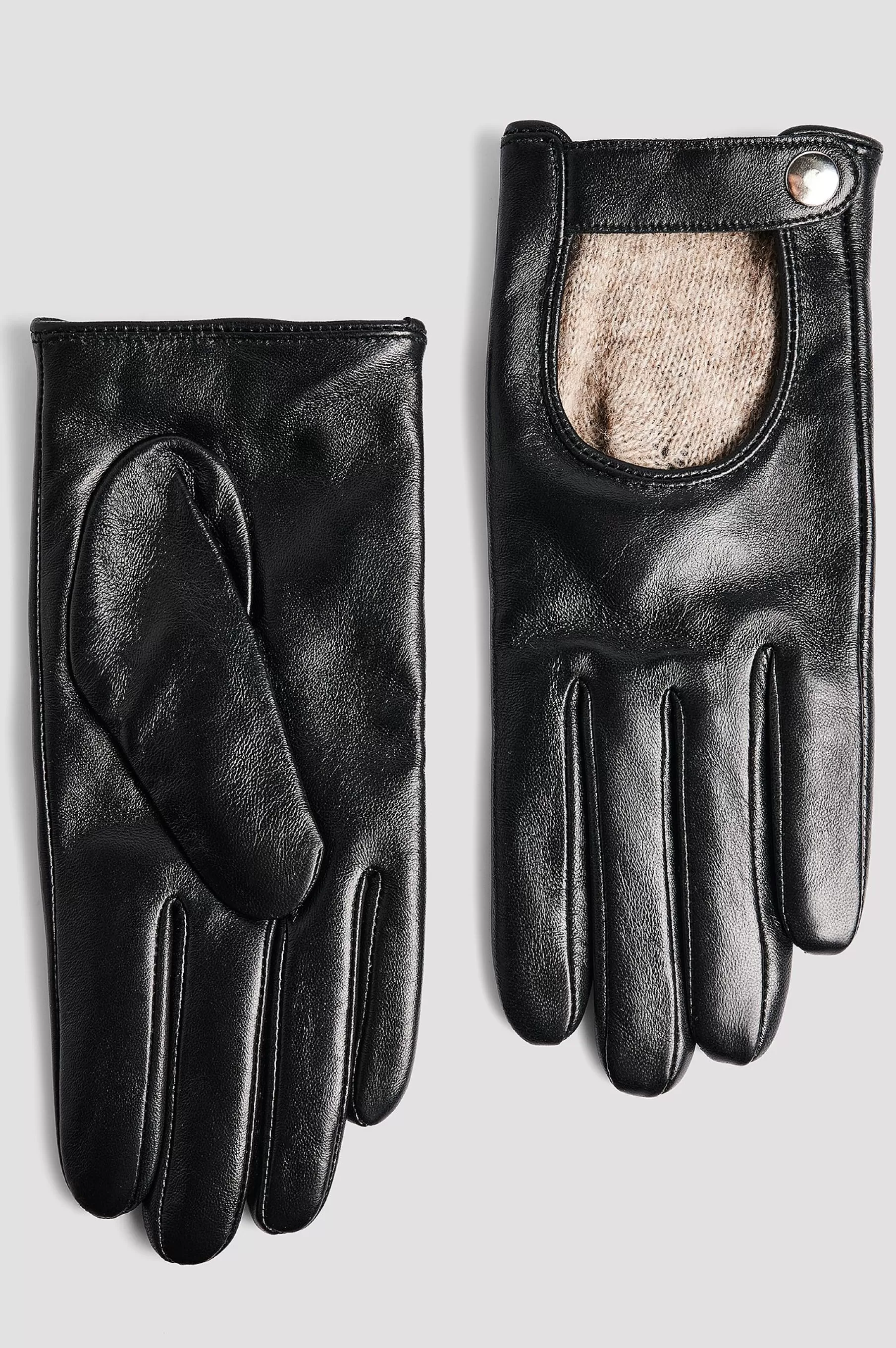 NA-KD Leather Racer Gloves Black