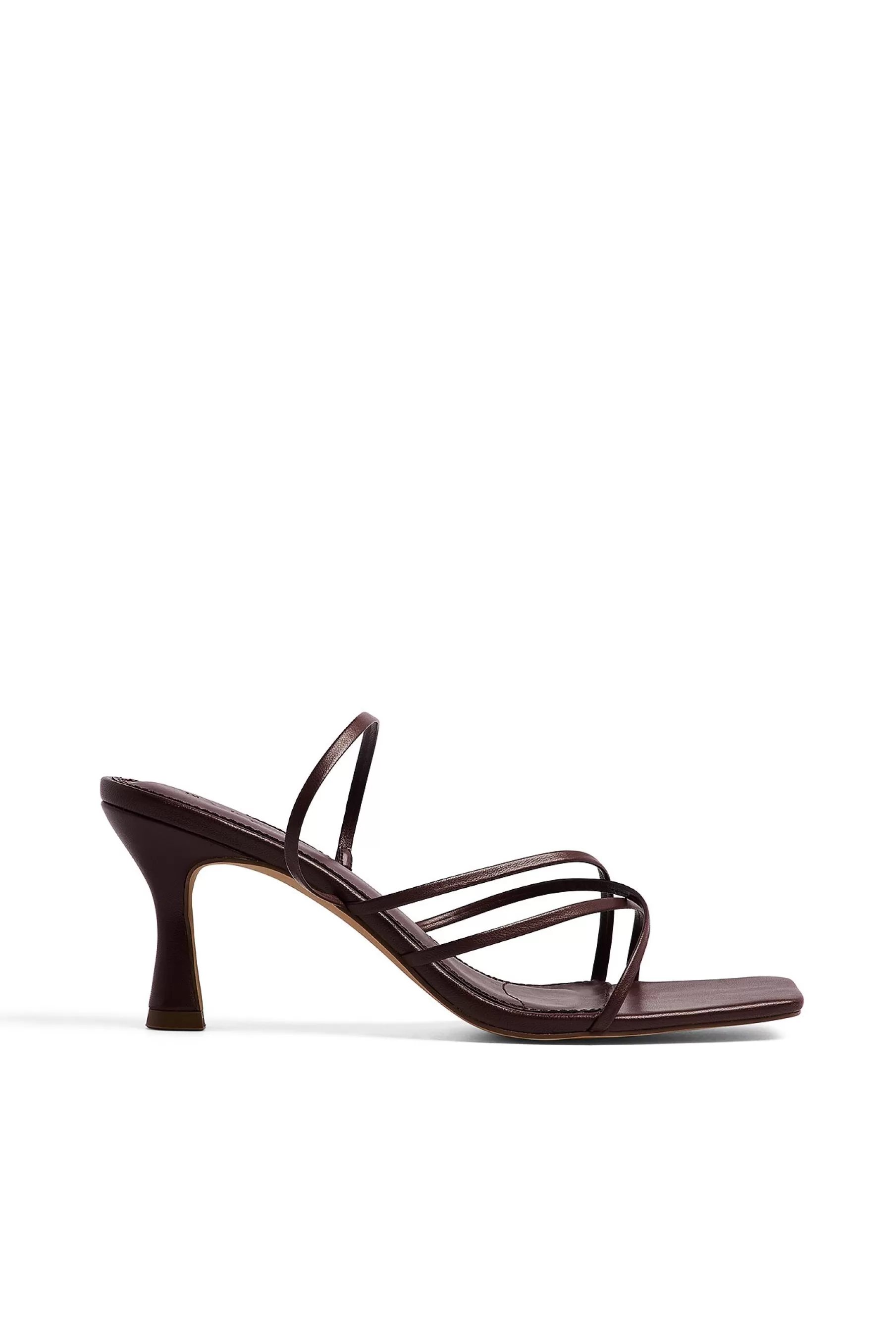 NA-KD Leather Strappy Heels Brown