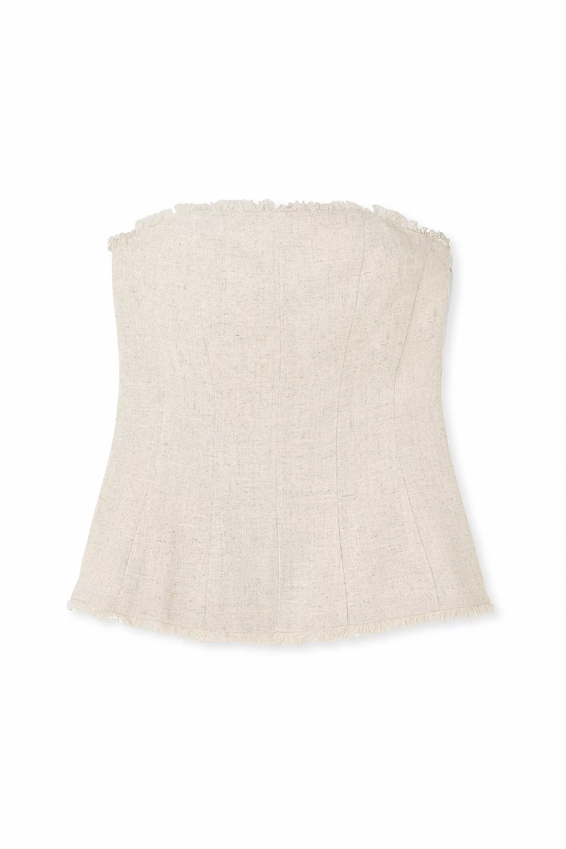 NA-KD Linen Blend Bandeau Top Beige