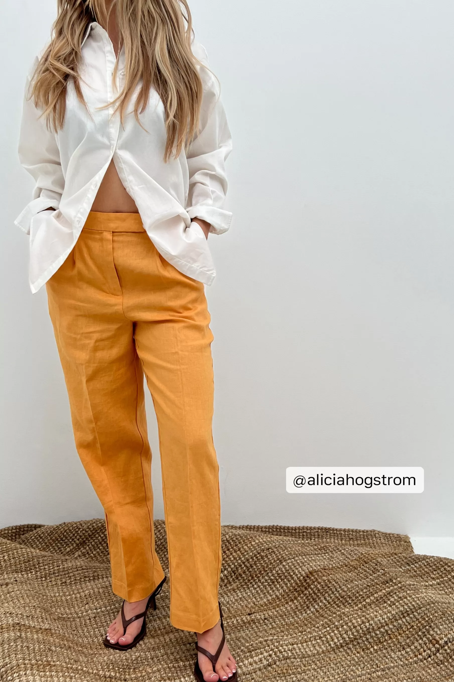 NA-KD Linen Cropped Pants Orange