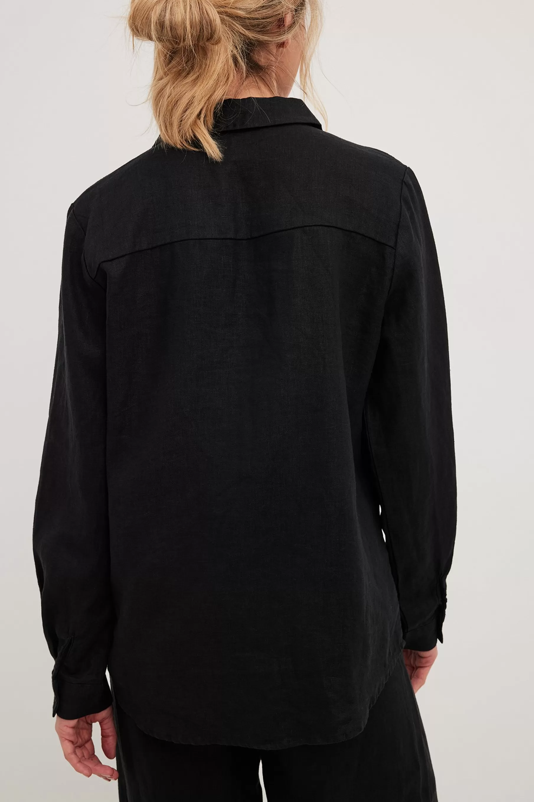 NA-KD Linen Shirt Black