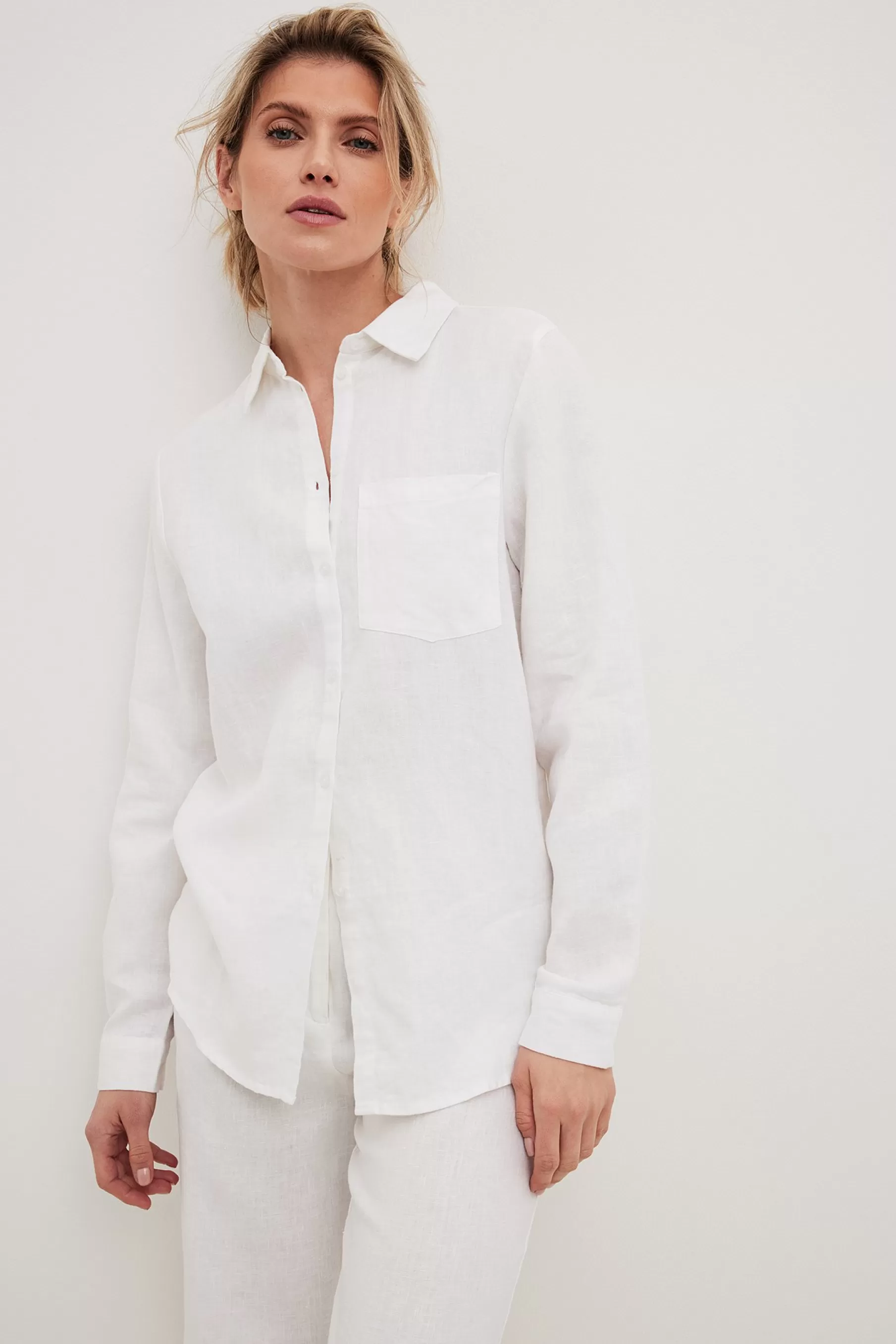 NA-KD Linen Shirt White