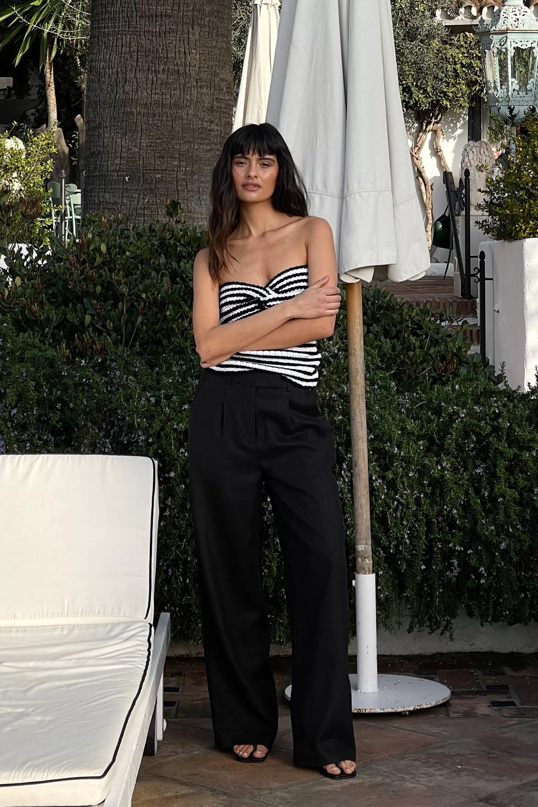 NA-KD Linen Wide Leg Pants Black