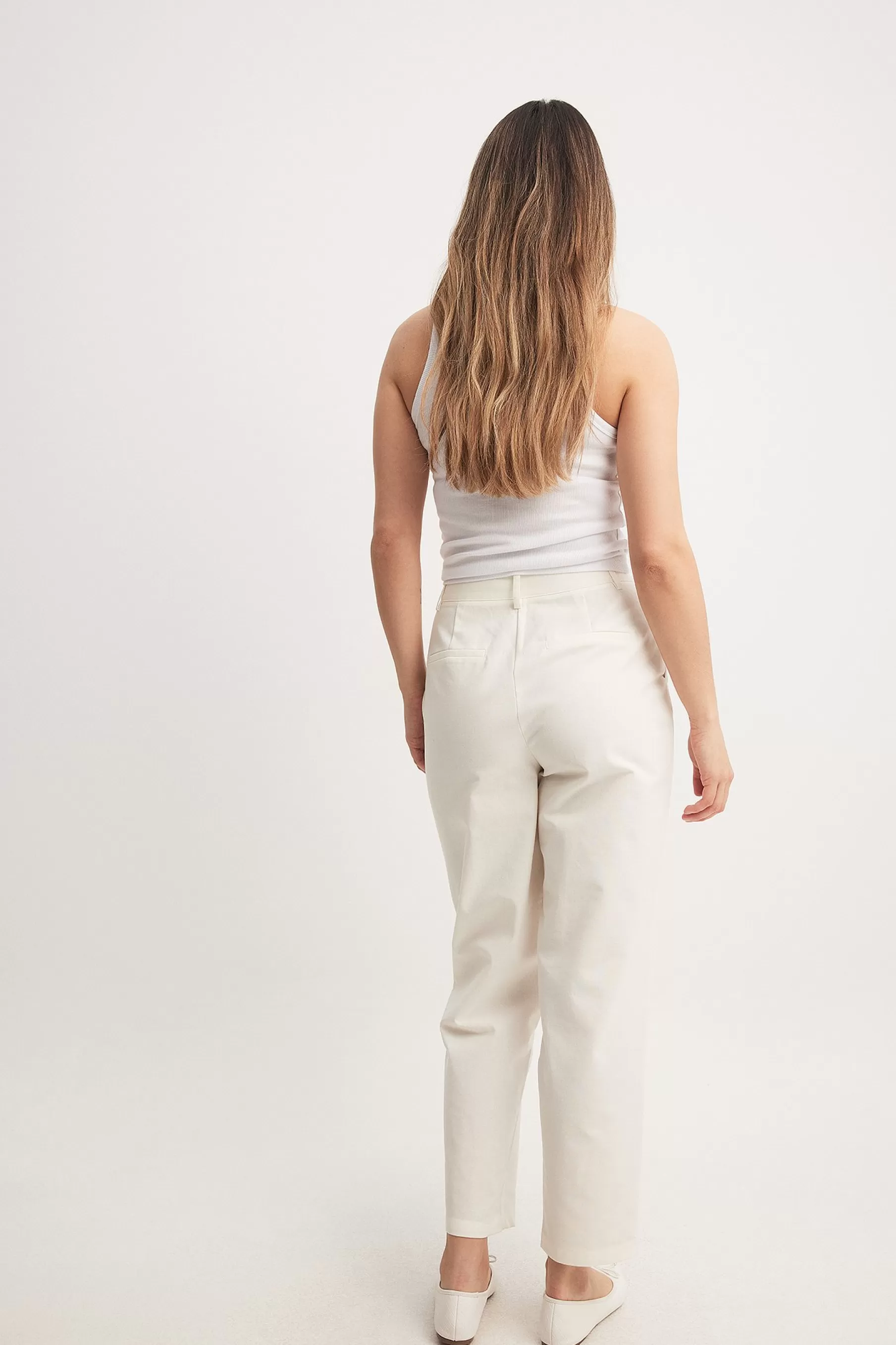 NA-KD Linen-blend Chinos White