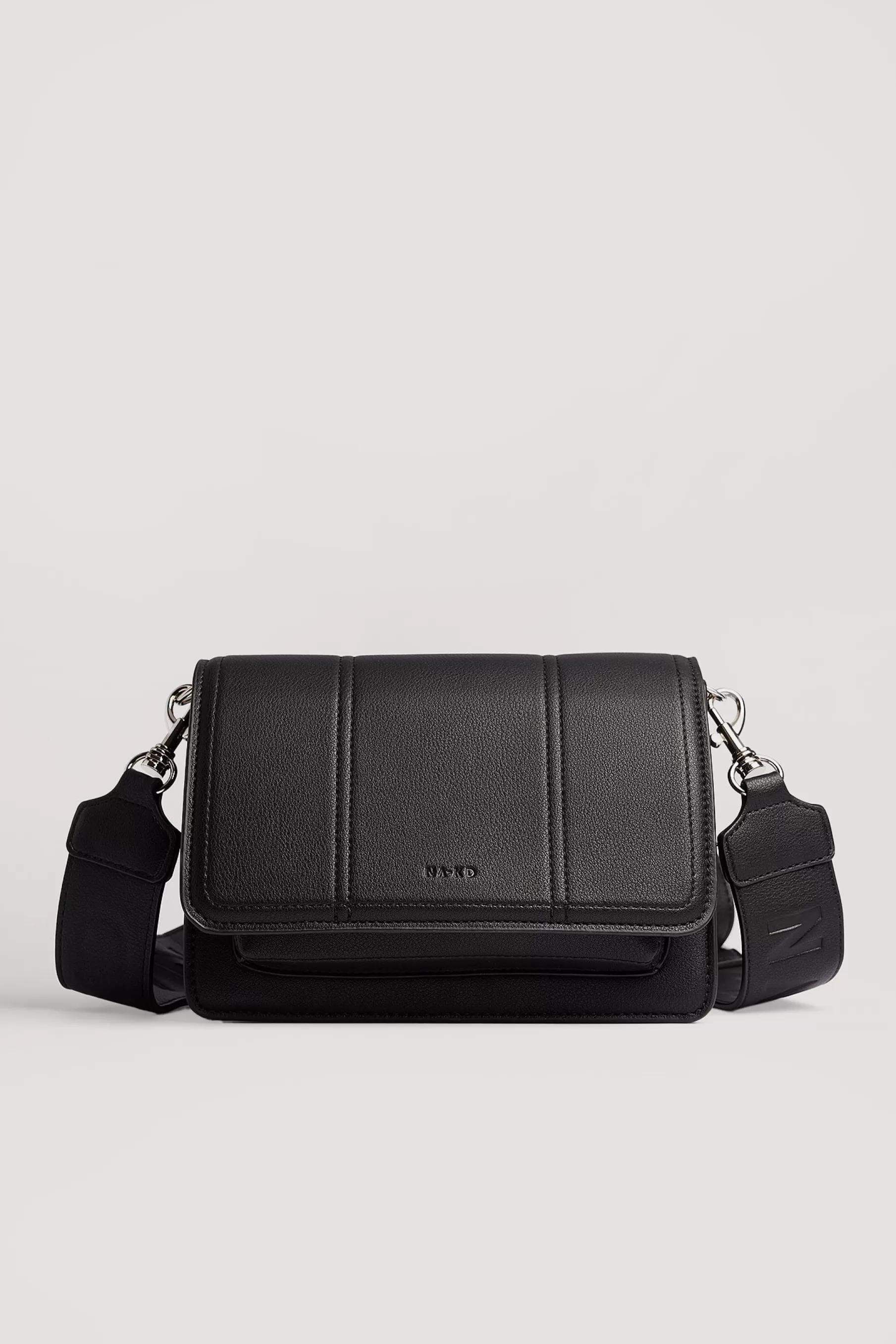 NA-KD Logo Strap Crossbody Bag Black