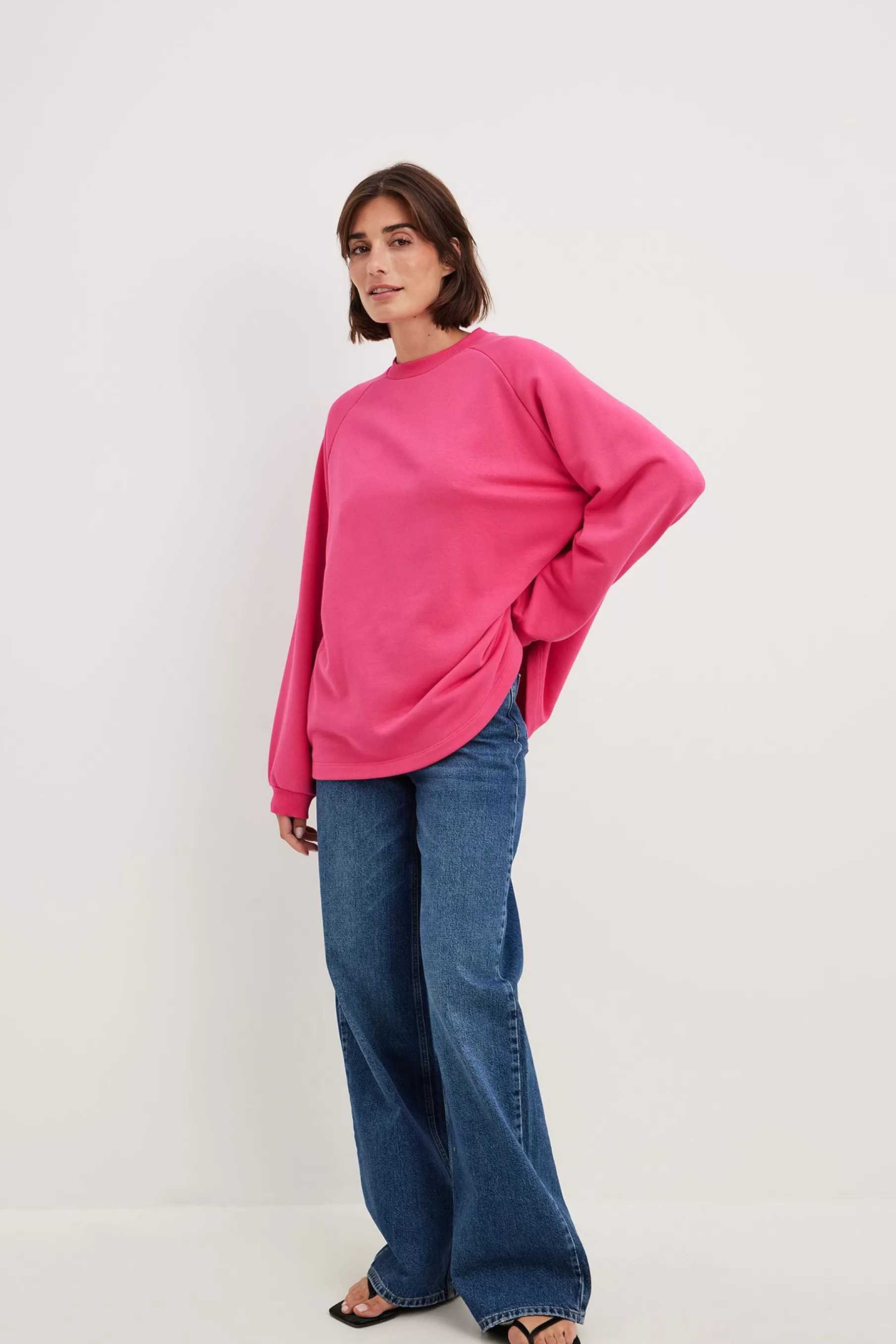 NA-KD Long Basic Sweater Pink