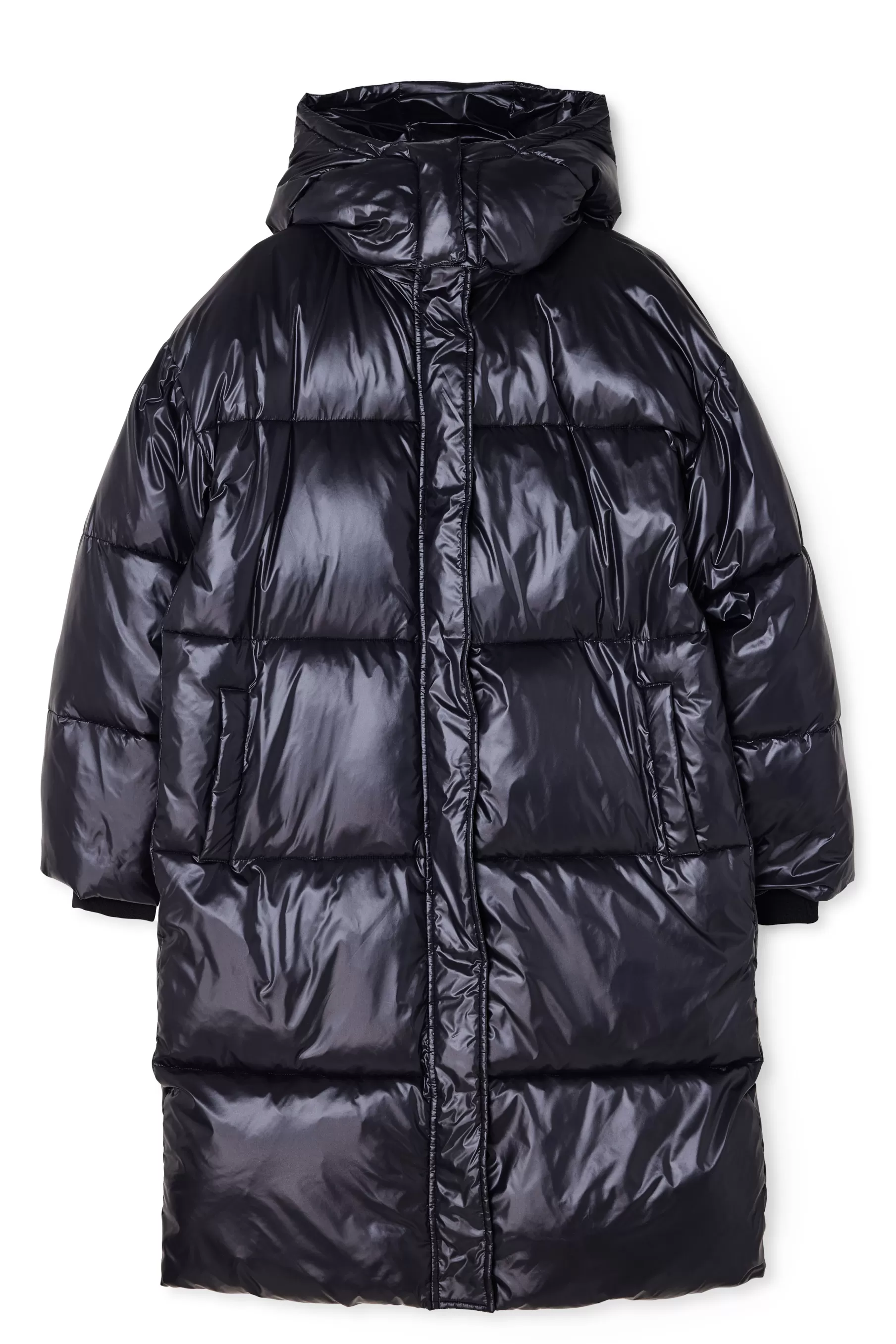 NA-KD Long Oversized Padded Jacket Black