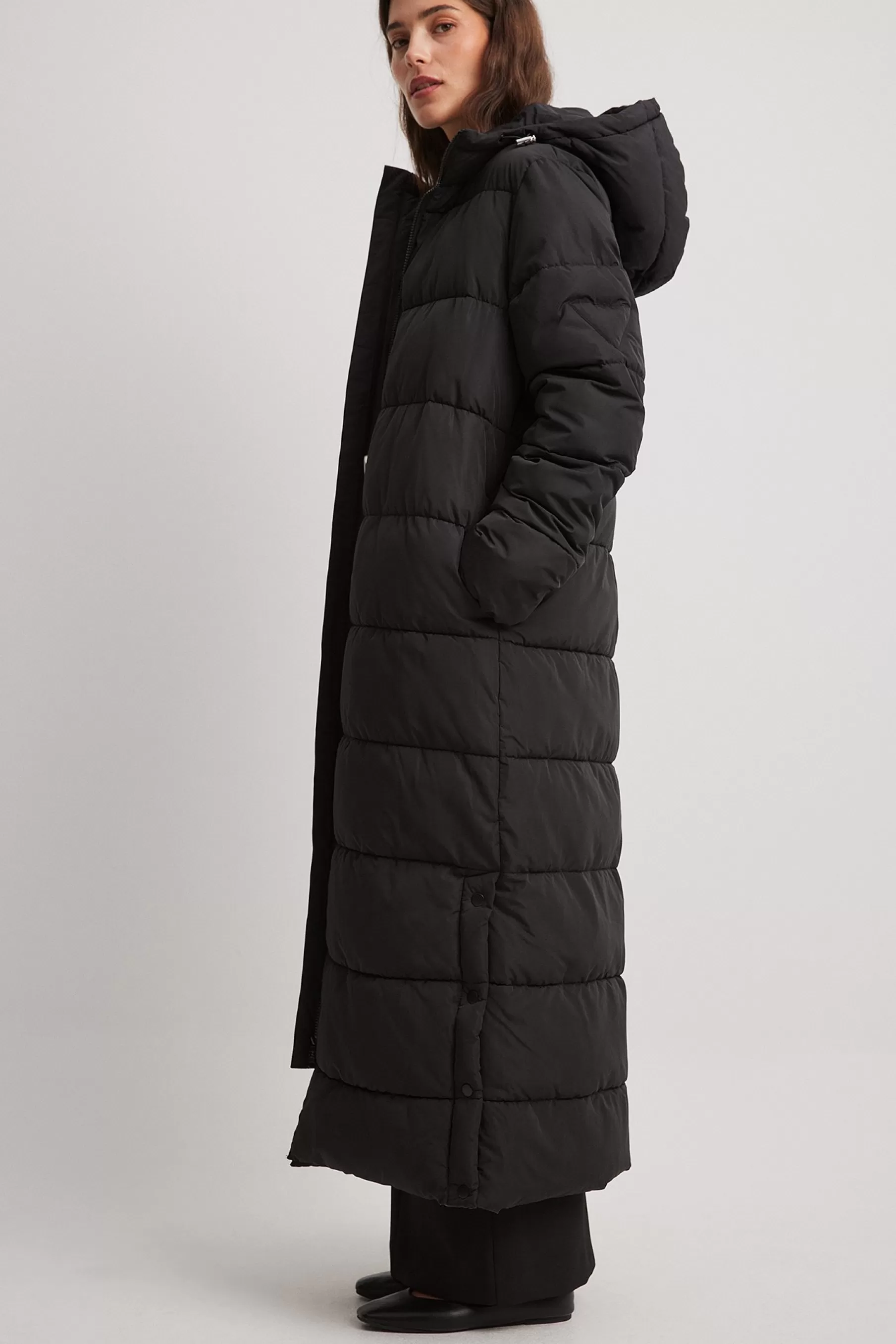 NA-KD Long Padded Jacket Black