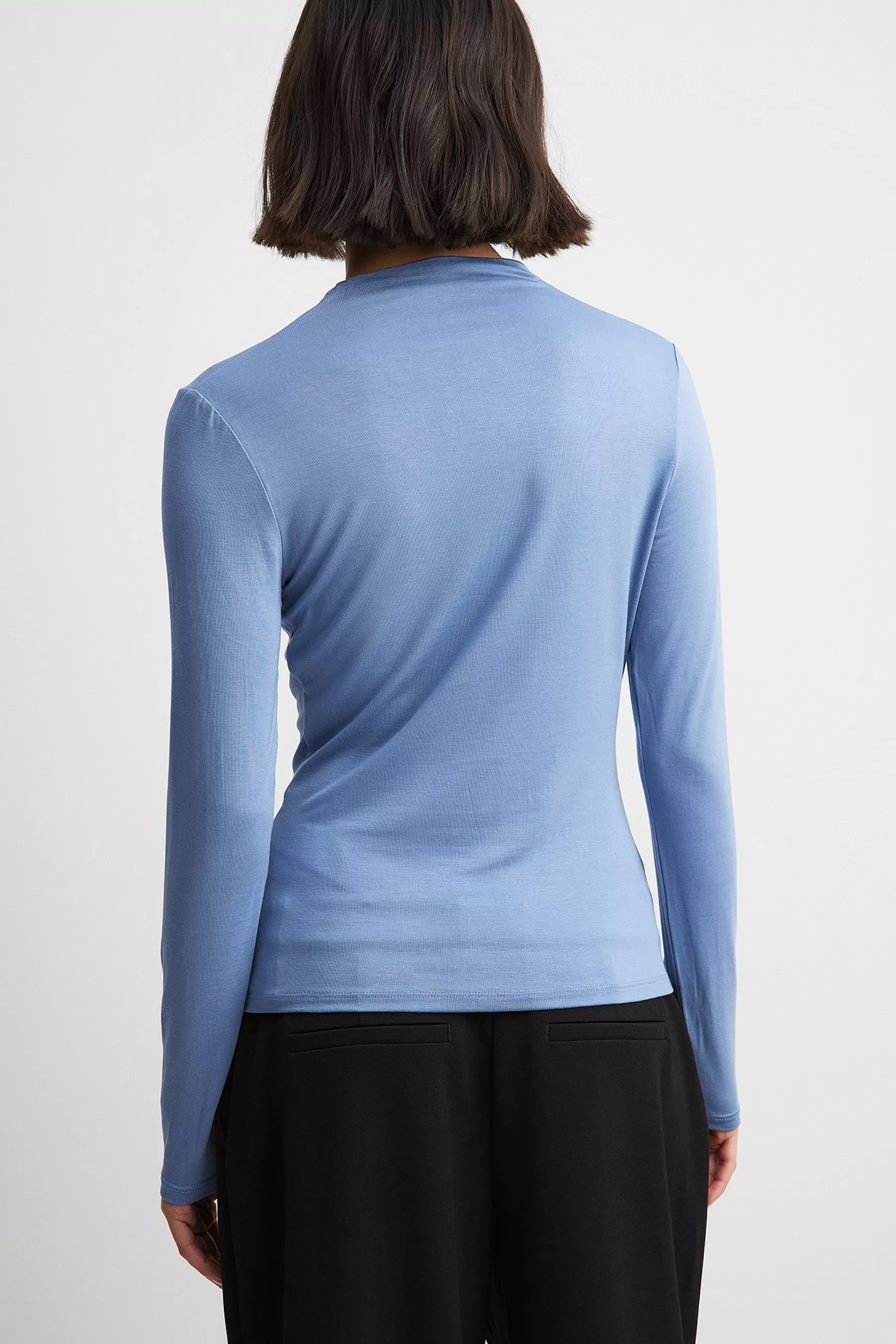 NA-KD Long Sleeve Asymmetric Top Blue