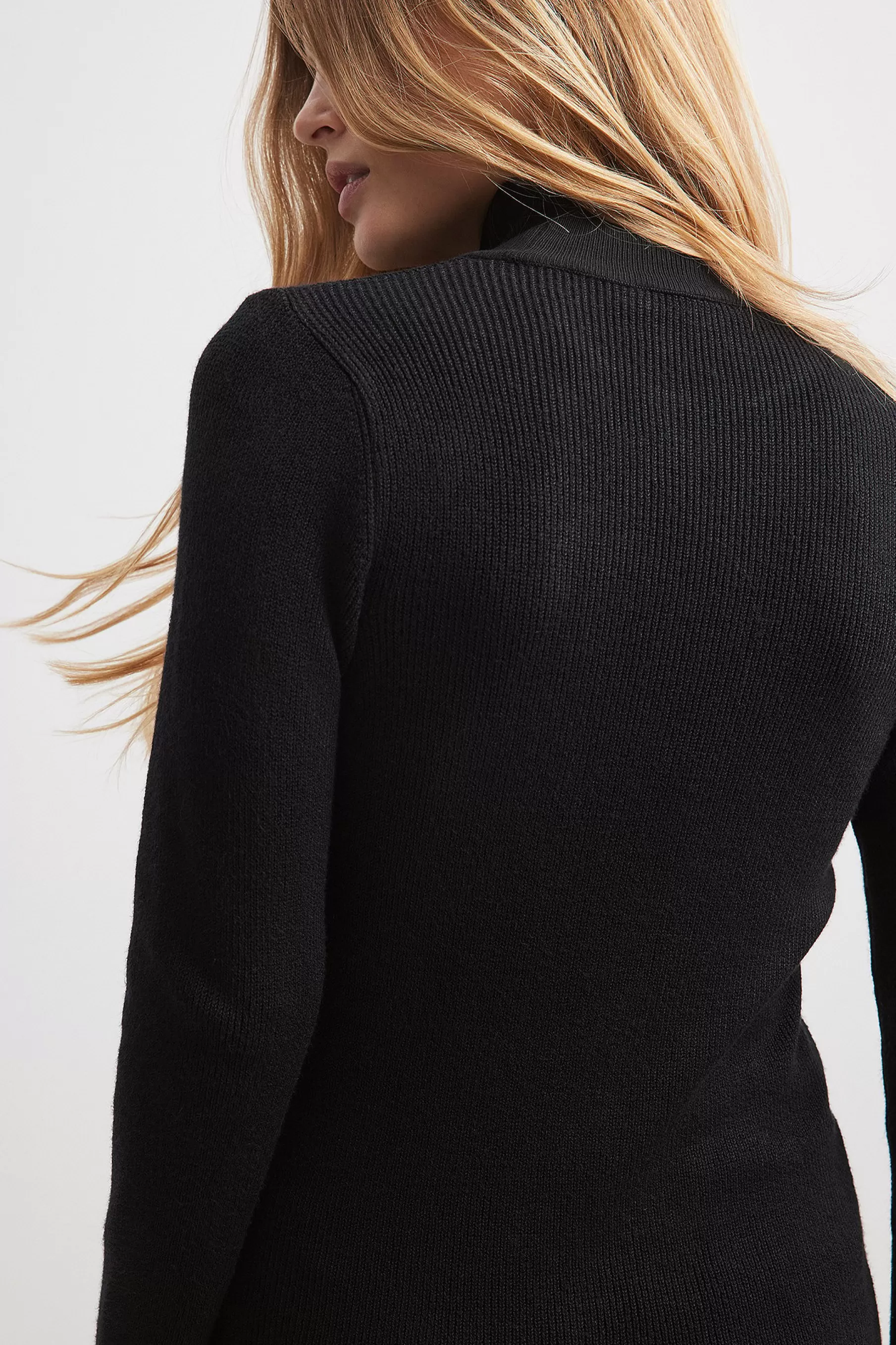 NA-KD Long Sleeve Turtleneck Ribbed Knitted Top Black