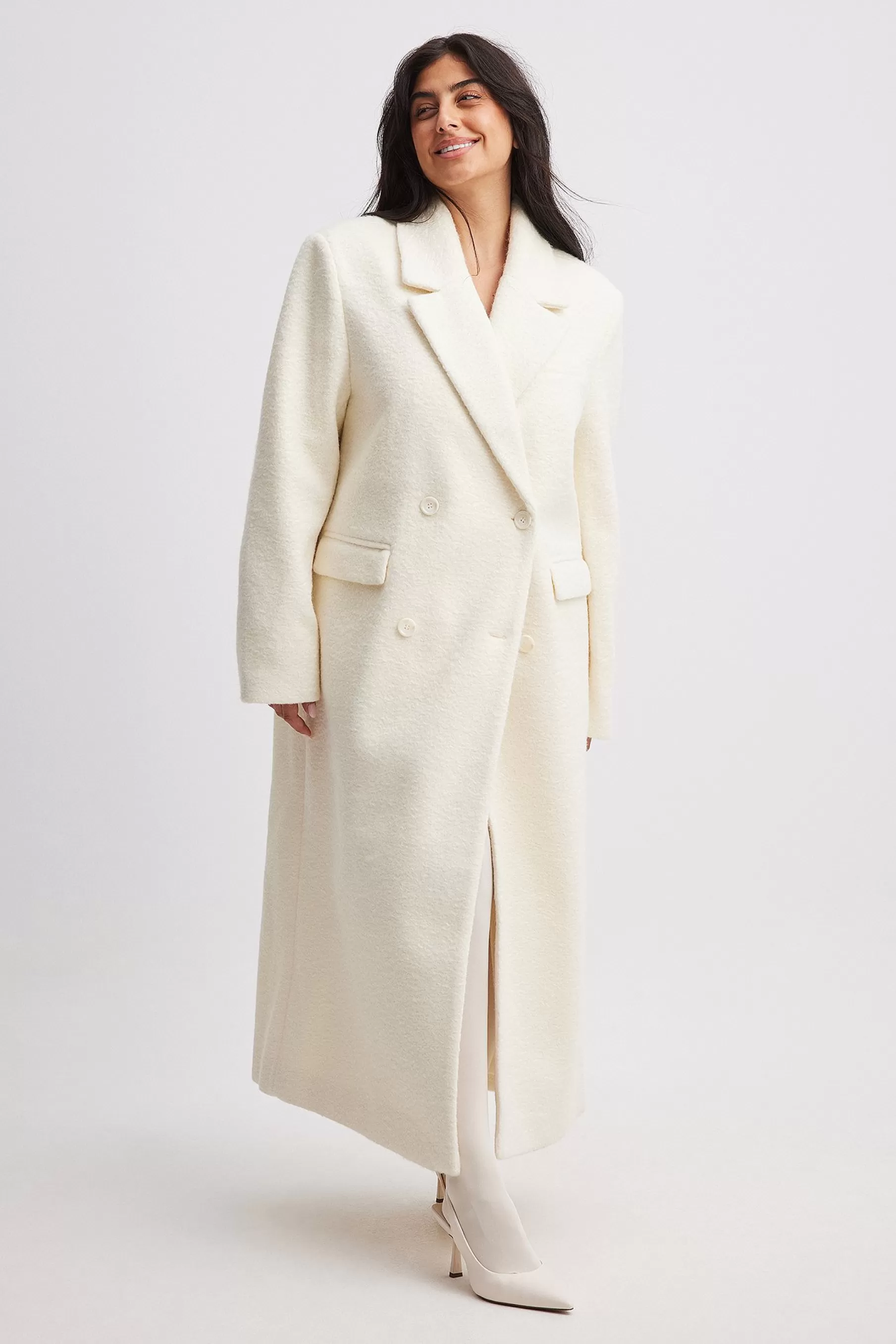 NA-KD Long Straight Coat Offwhite