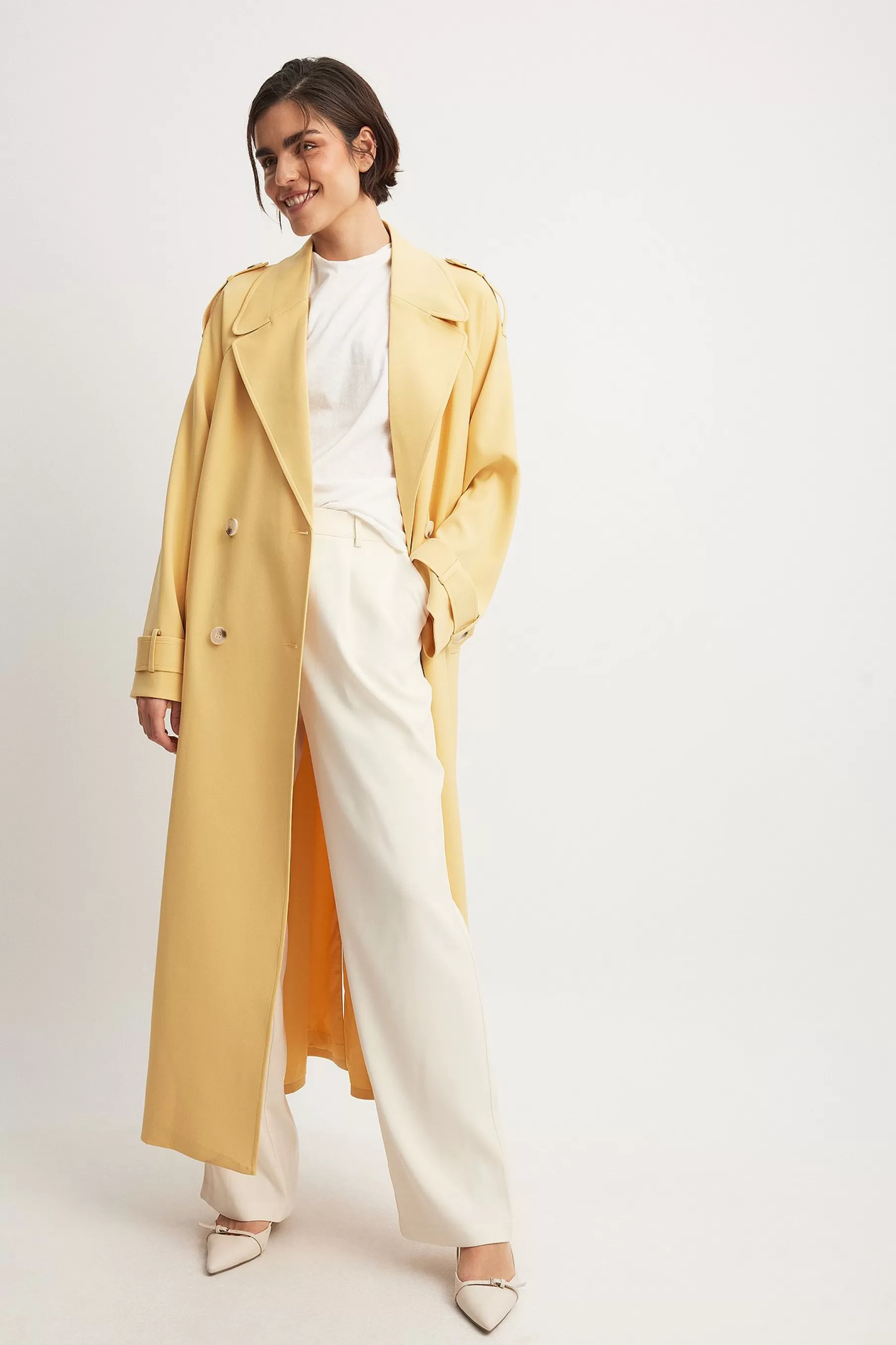 NA-KD Long Trenchcoat Yellow