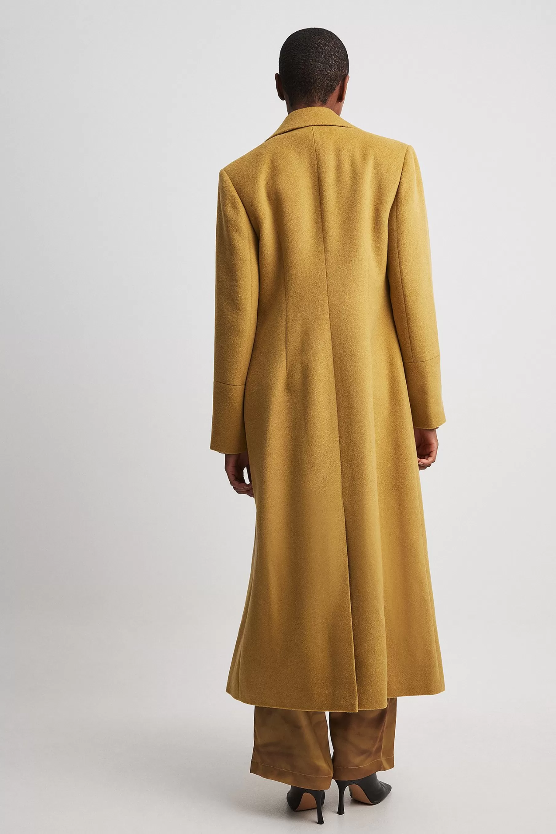 NA-KD Long Wool Blend Coat Yellow