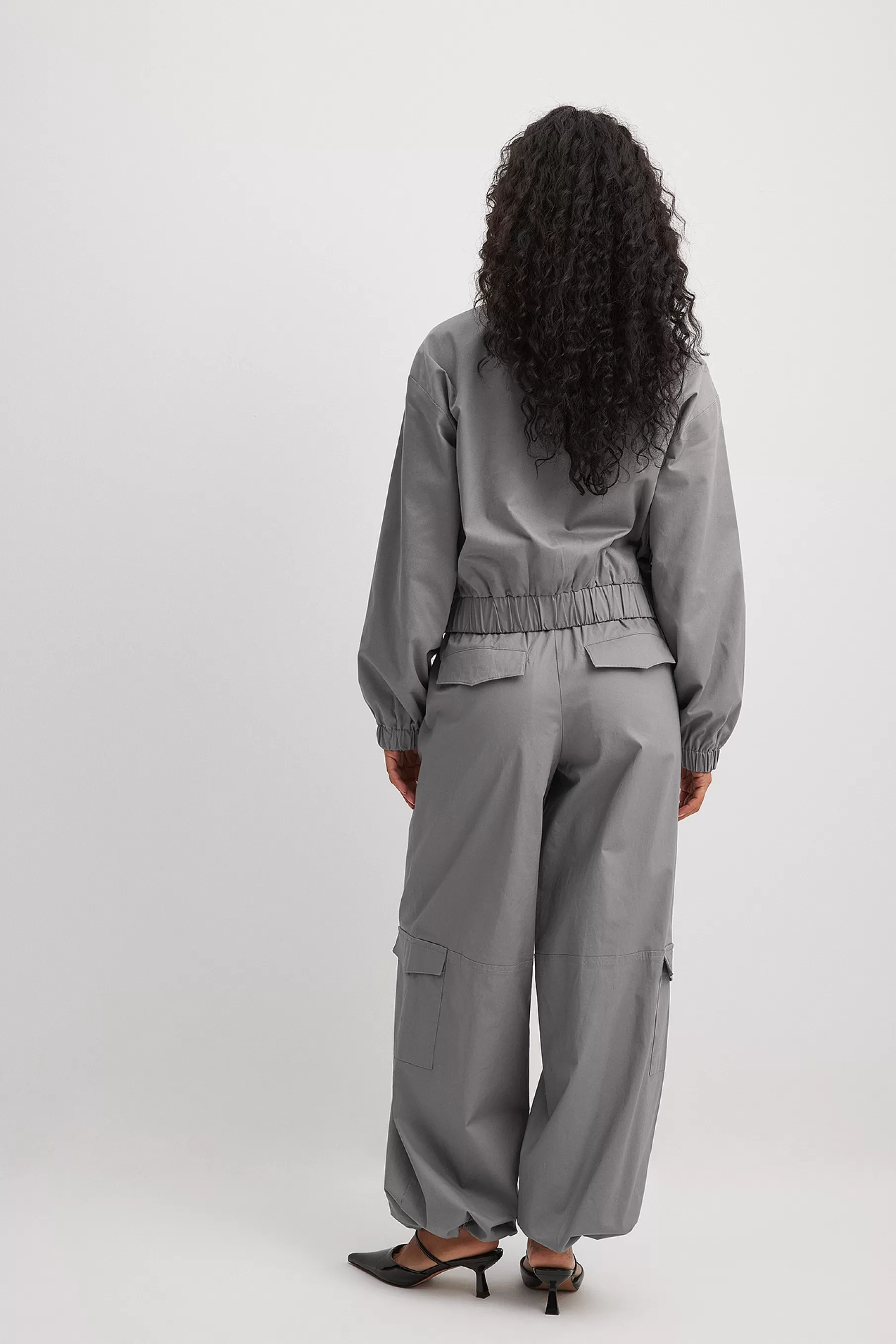 NA-KD Loose Fit Cargo Trousers Grey