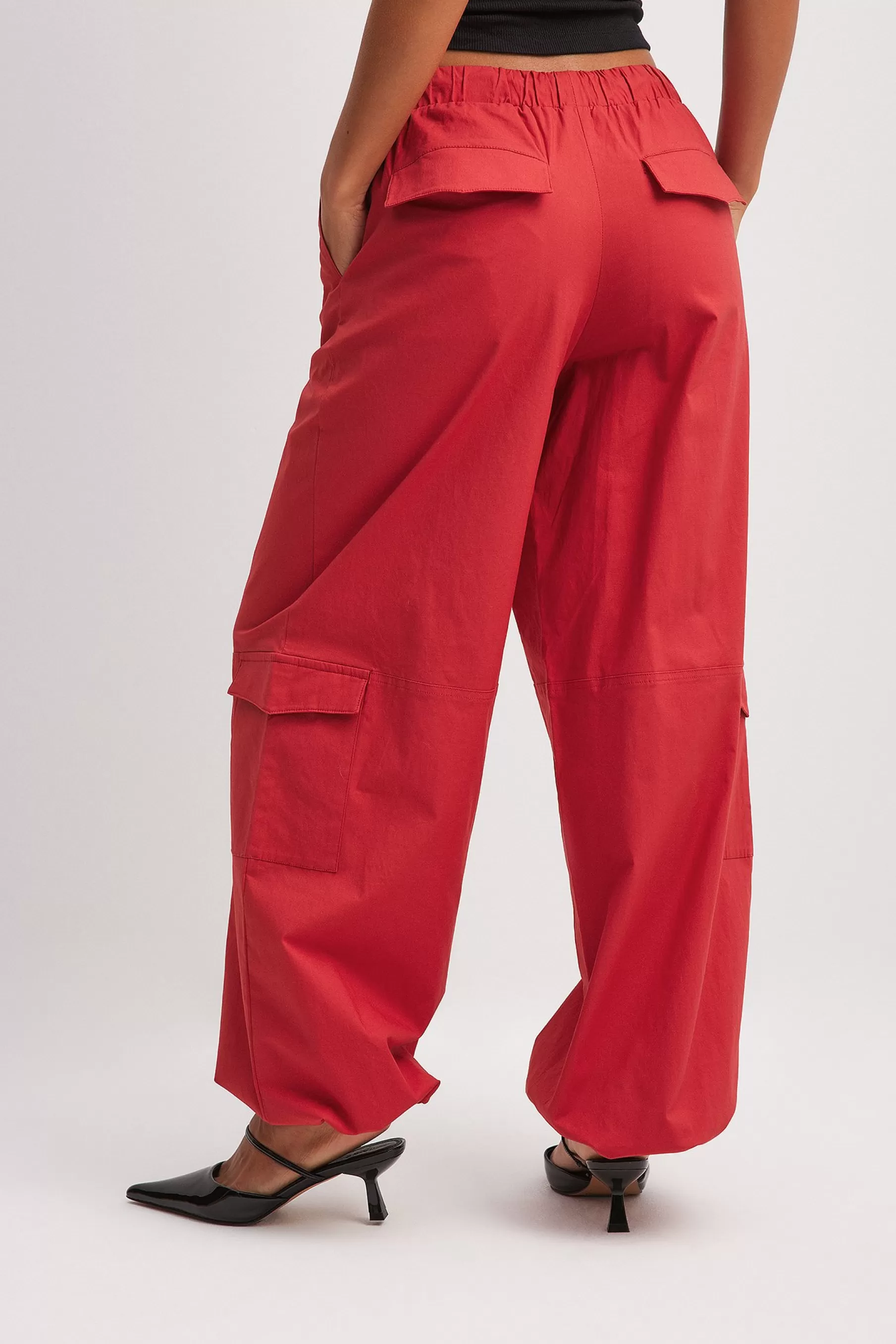 NA-KD Loose Fit Cargo Trousers Red