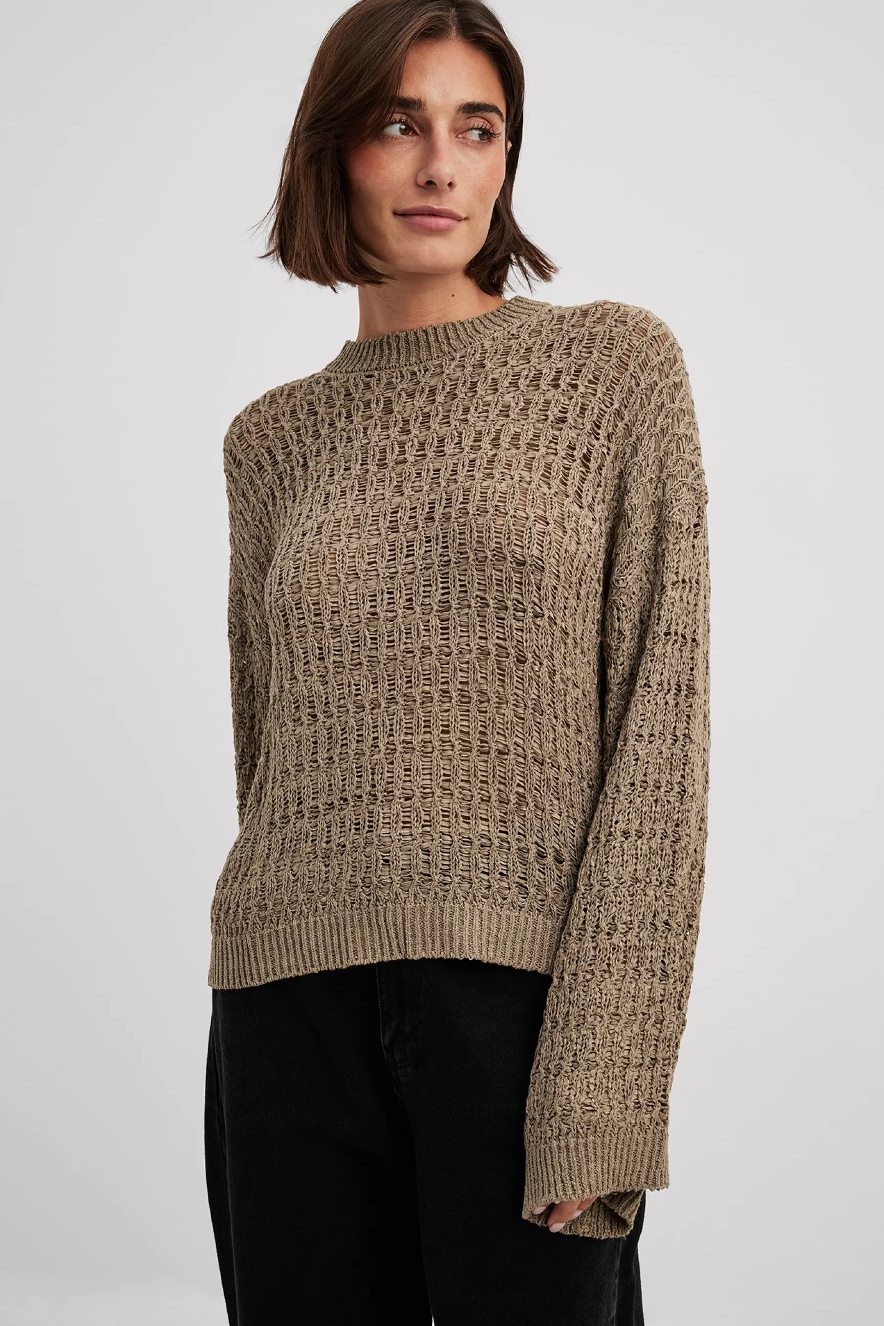 NA-KD Loose Knitted Oversized Sweater Brown