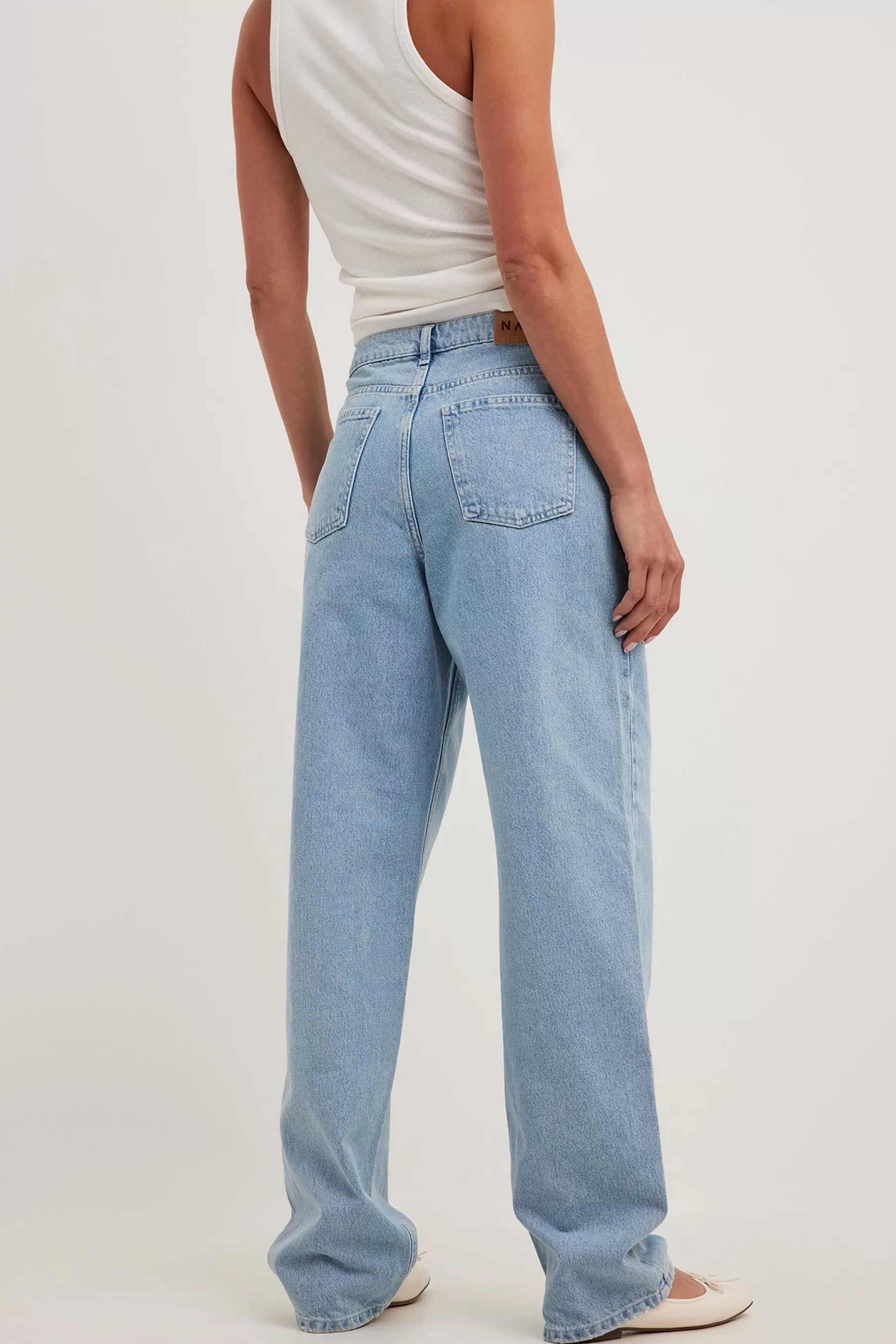 NA-KD Loose Mid Waist Jeans Blue