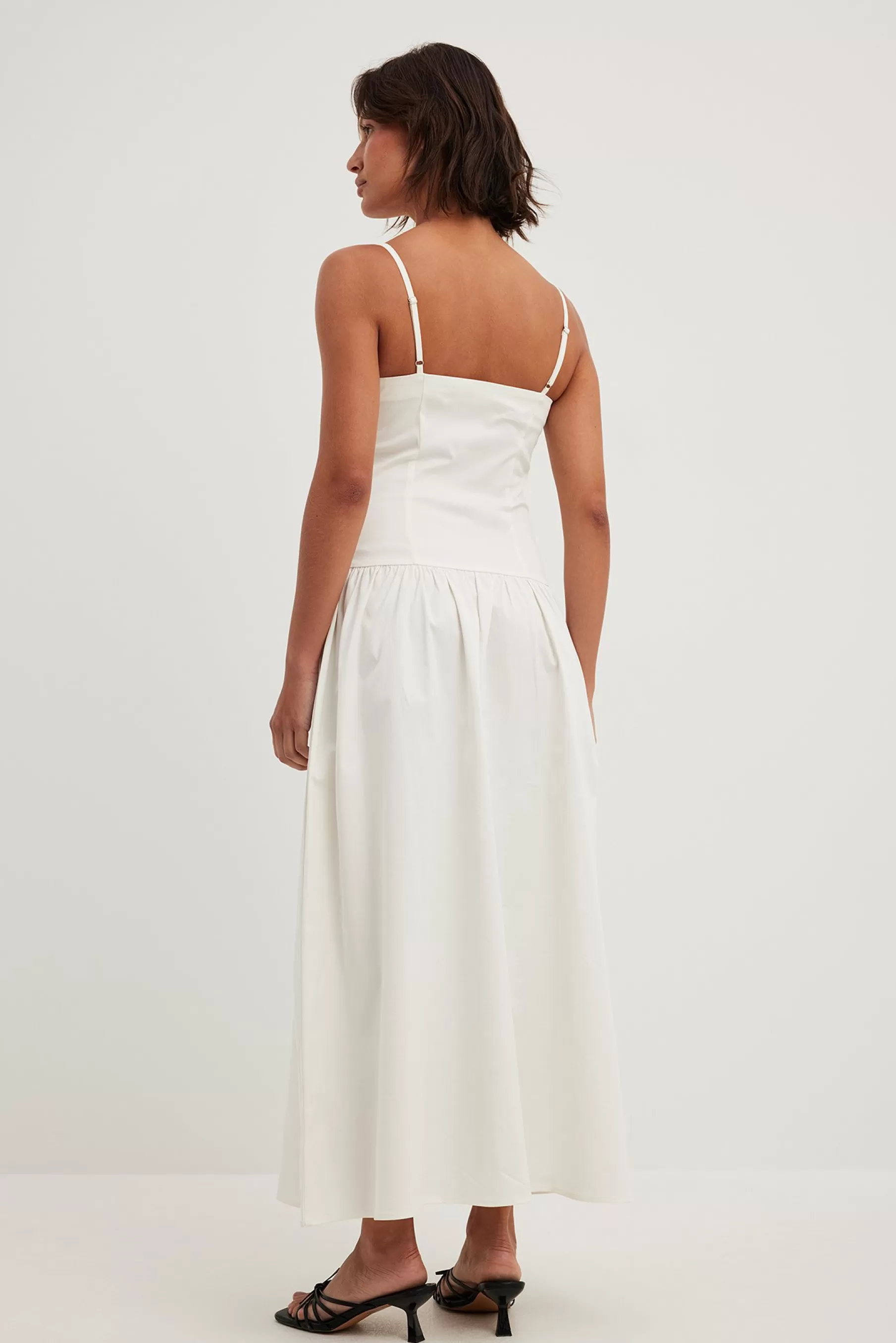 NA-KD Low Waist Cotton Midi Dress White