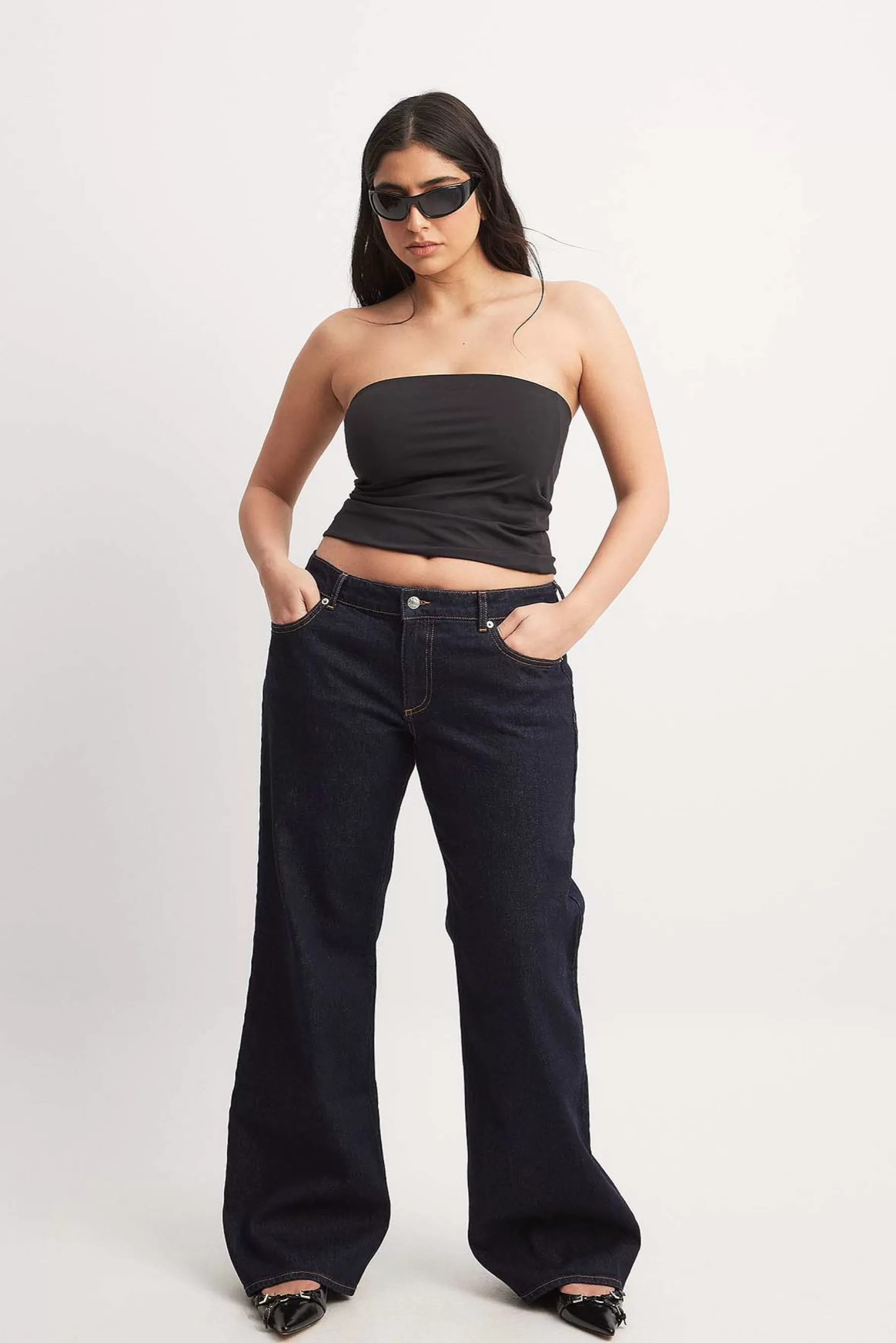 NA-KD Low Waist Jeans Blue