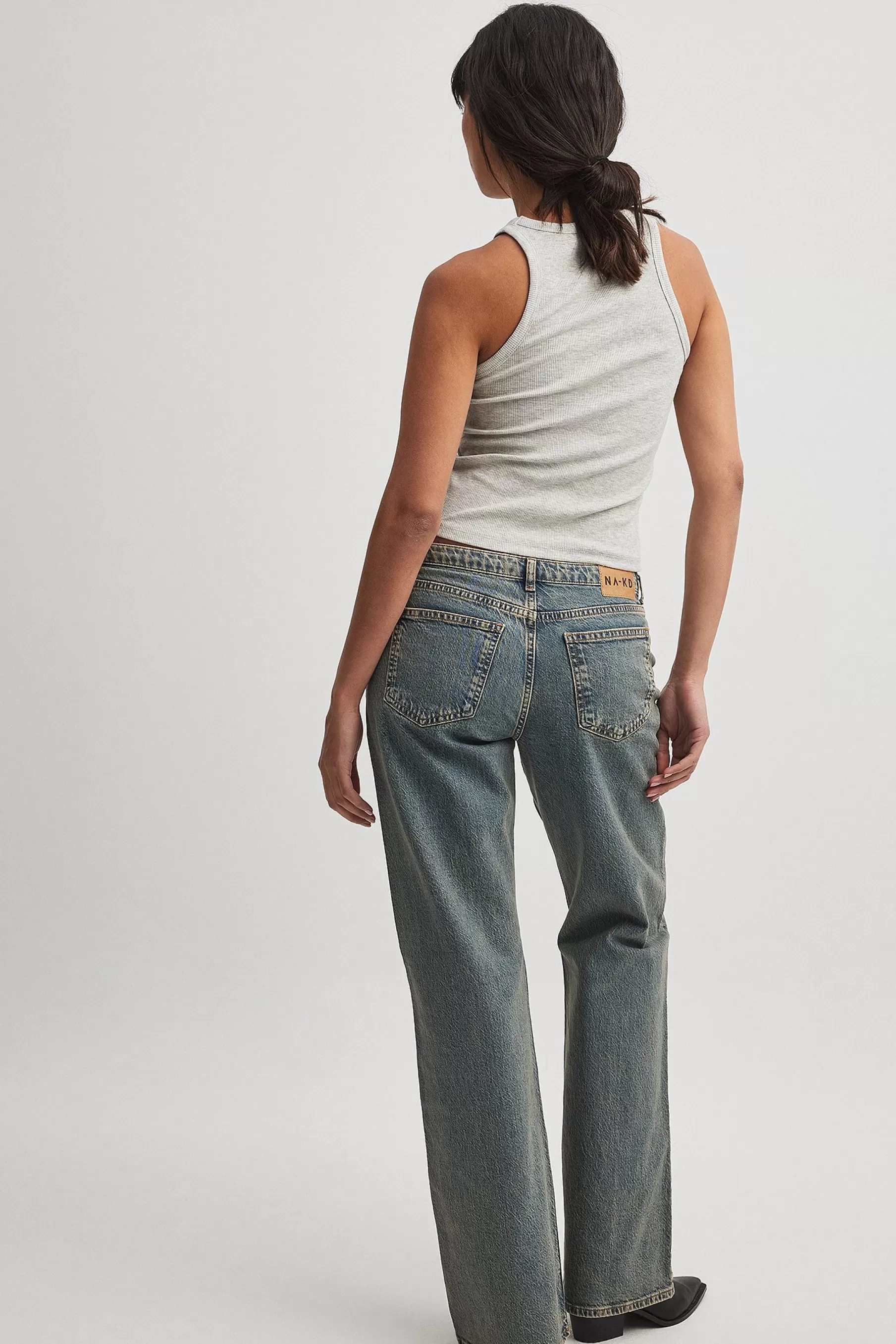 NA-KD Low Waist Jeans Blue