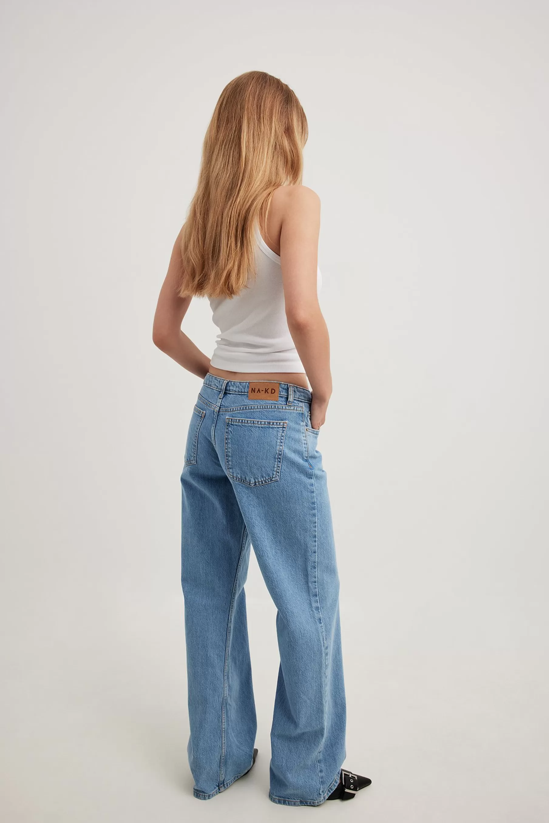 NA-KD Low Waist Jeans Blue