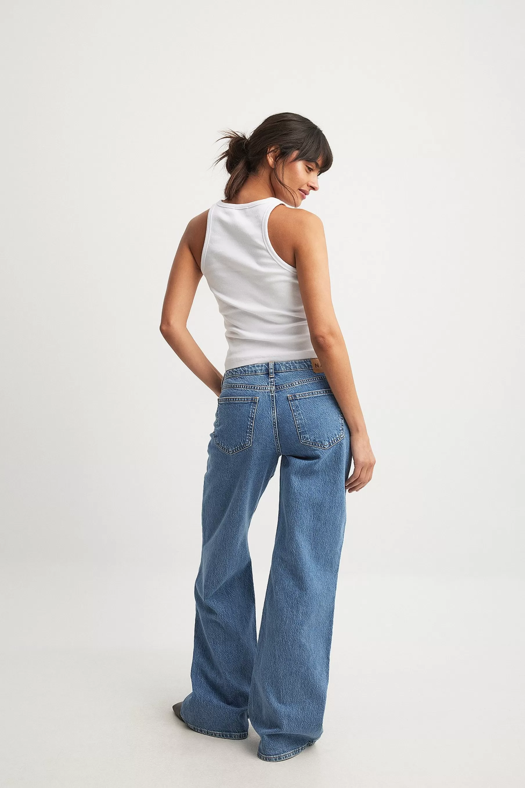 NA-KD Low Waist Jeans Blue