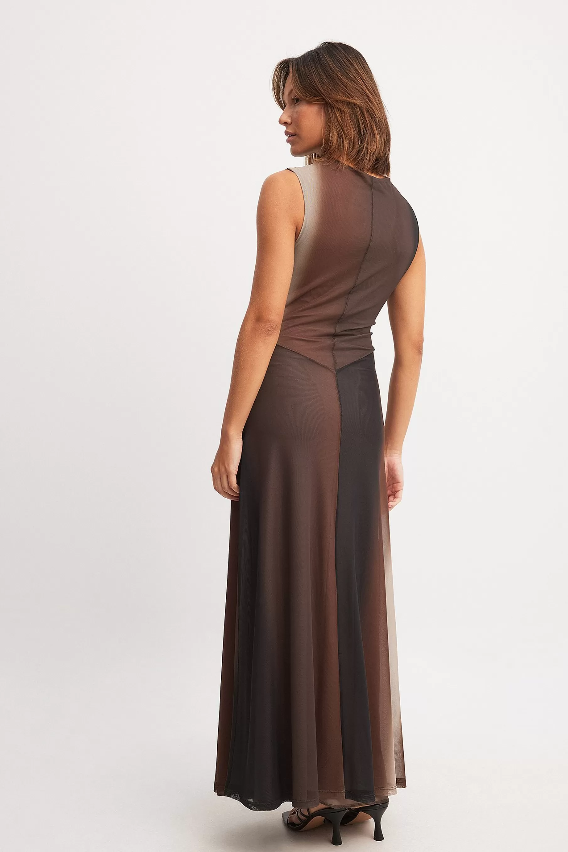 NA-KD Mesh Sleeveless Maxi Dress Brown